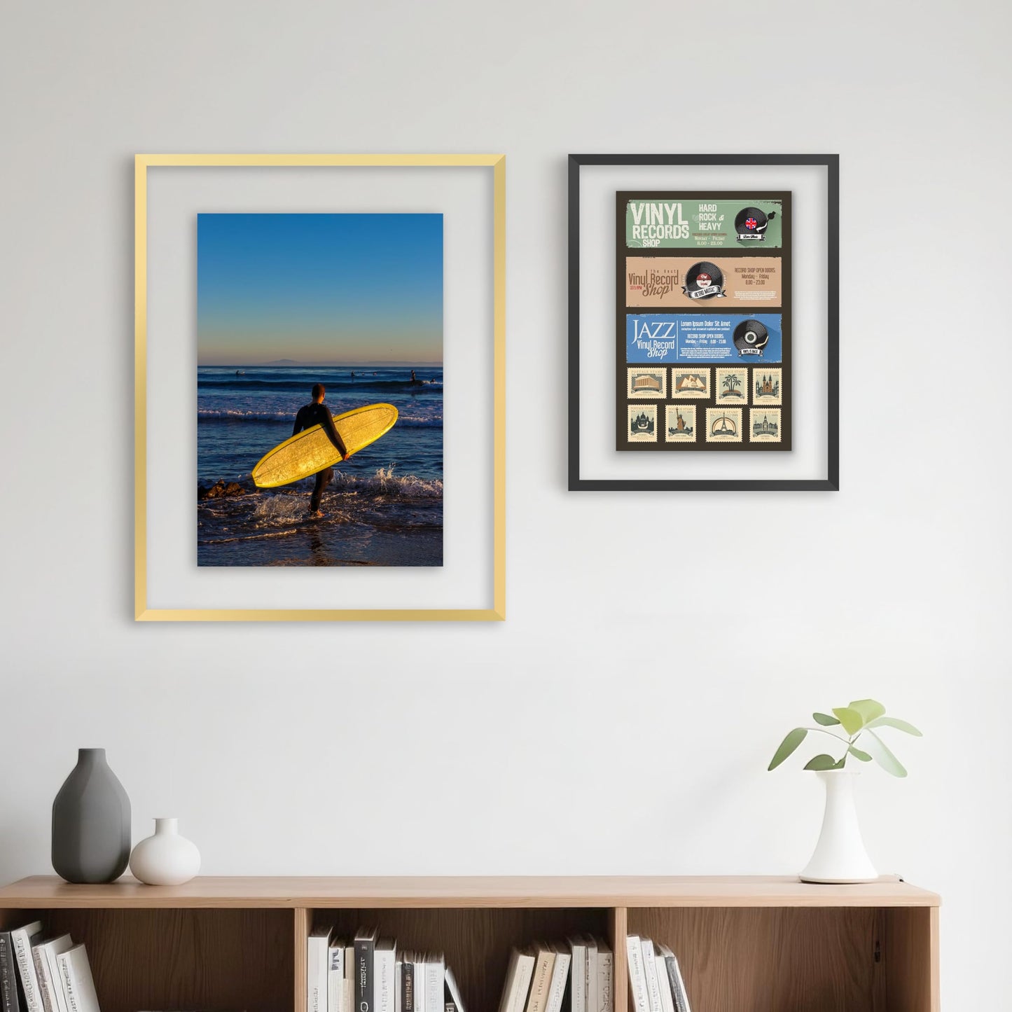 FrameWorks 8”x10” Deluxe Black Aluminum Contemporary Style Floating Picture Frame with Tempered Glass