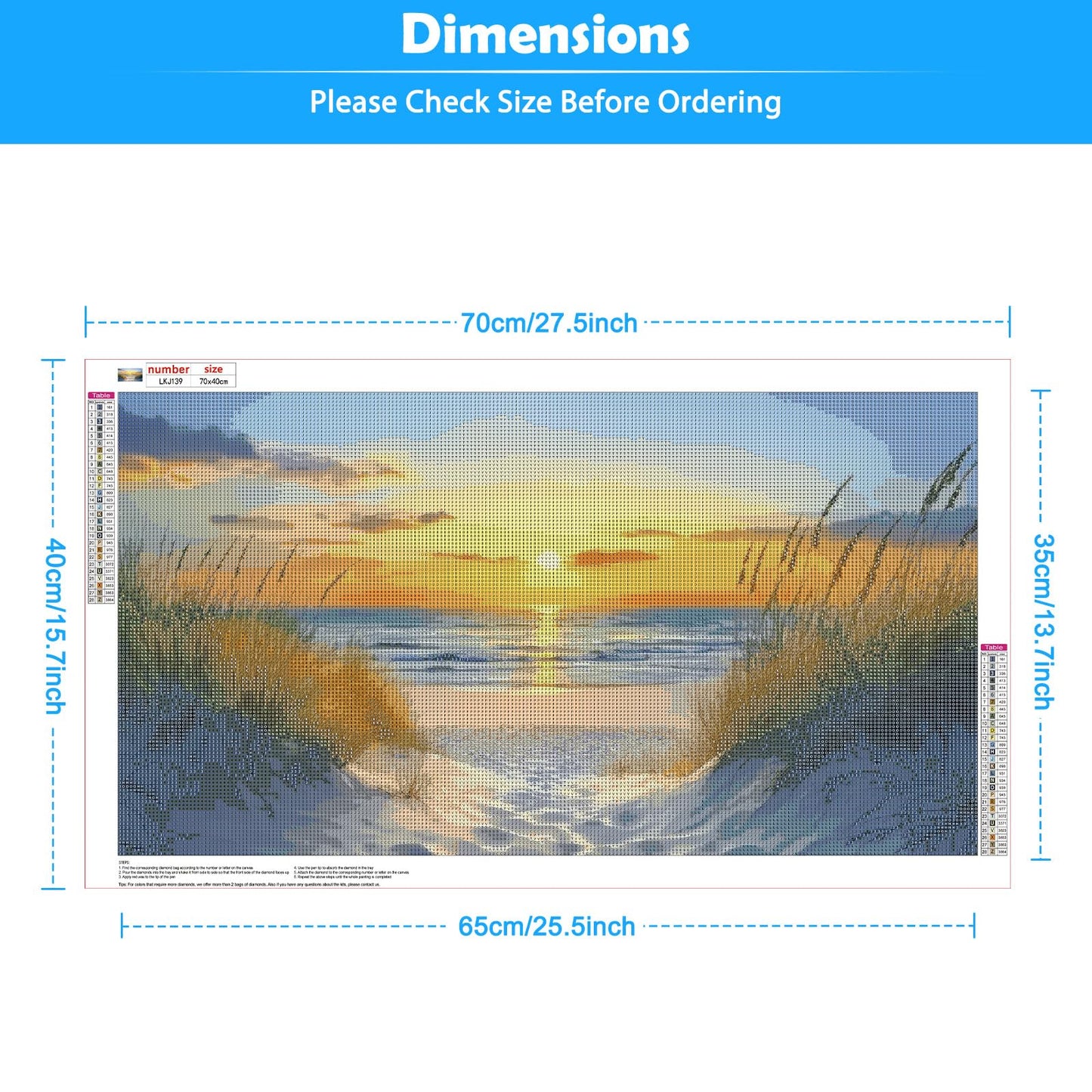 KEYIFA Diamond Art Kits for Adults, 28x16 Inch Large Beach Diamond Painting 5D Diamond Art for Beginners Sunset View DIY Full Drill Paint by Diamonds Dots Gem Art for Home Wall Decor