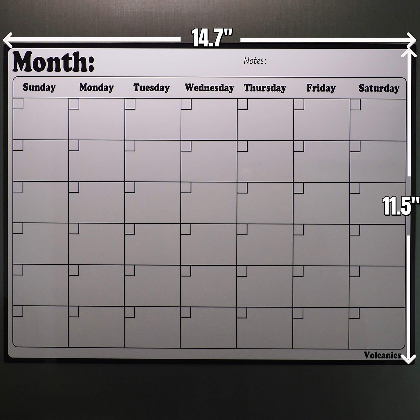 Volcanics Fridge Calendar Magnetic Dry Erase Whiteboard for Refrigerator Planners 11.5 Inches X 14.7 Inches