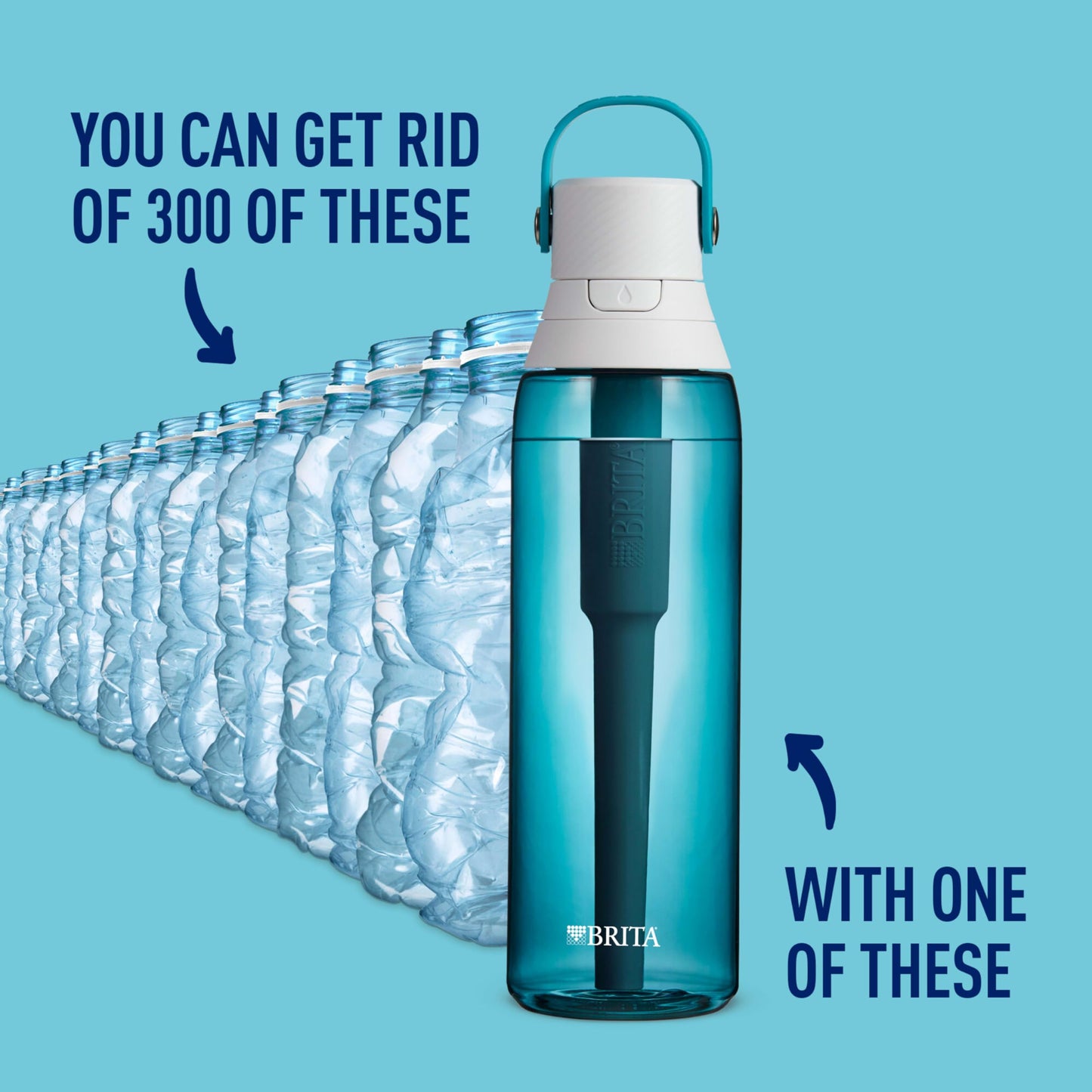 Brita Insulated Filtered Water Bottle with Straw, Reusable, Christmas Gift and Stocking Stuffer For Men and Women, BPA Free Plastic, Sea Glass, 26 Ounce