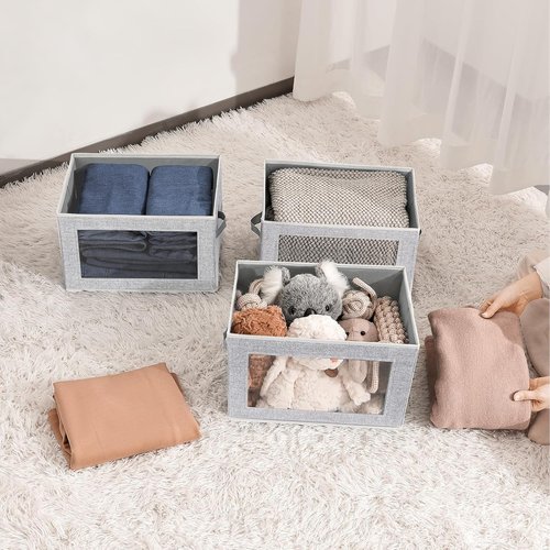 Homsorout Storage Baskets - 4 Pack Large Fabric Organizer Bins with Lids for Closet & Bedroom