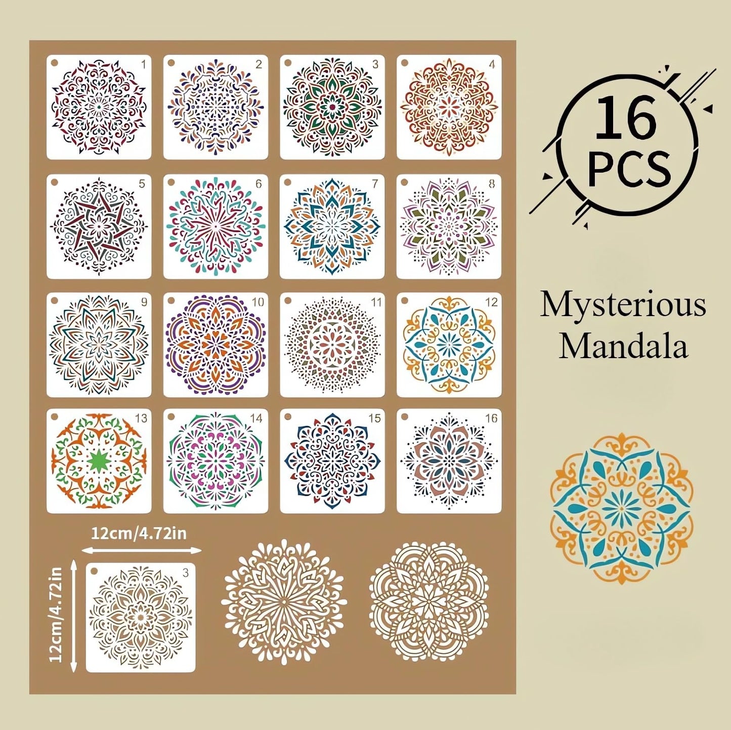 Mandala Stencils for Painting, 64PCS 4.7x4.7 Rangoli Stencils for Crafts & Home Decor
