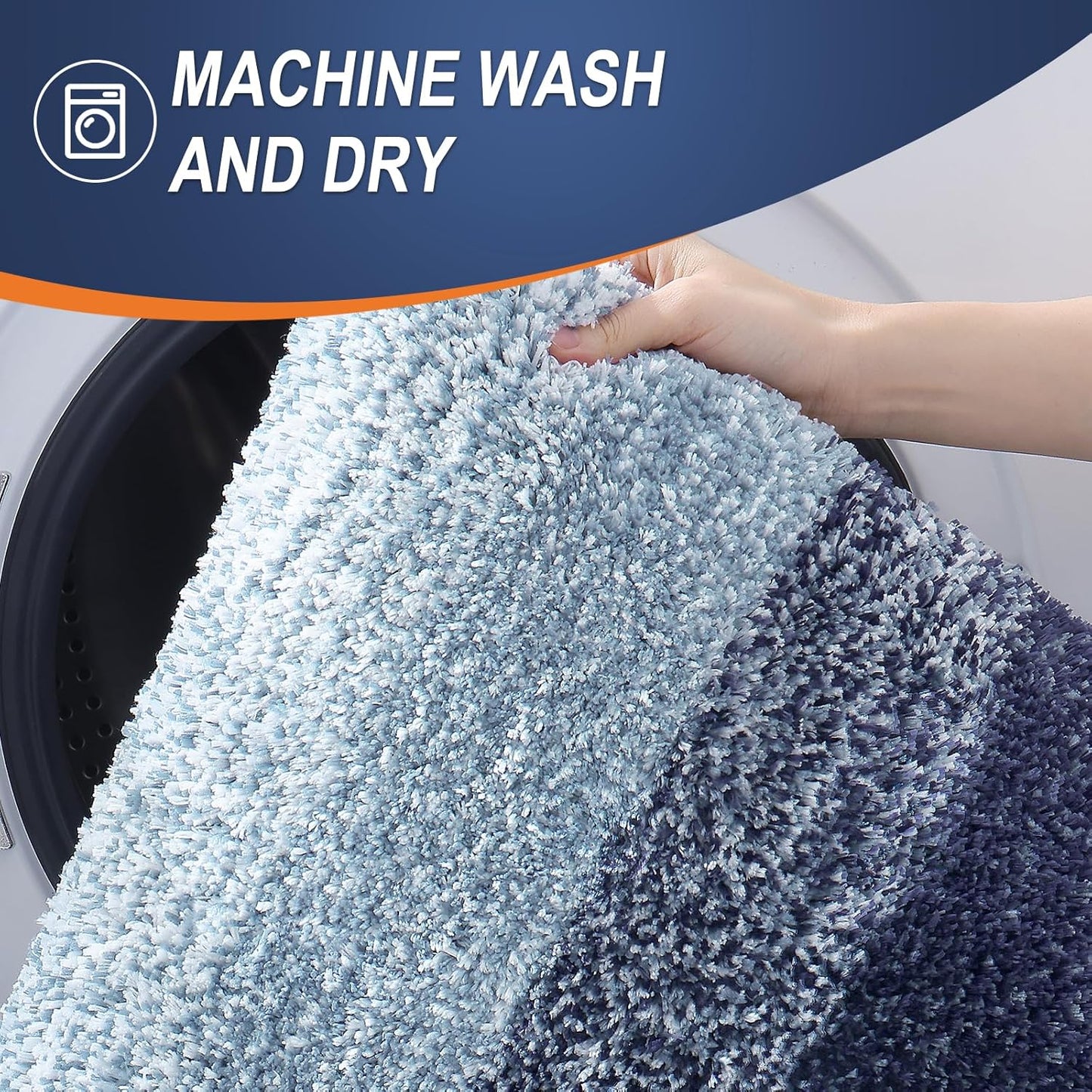 OLANLY Large Bathroom Rugs - Extra Soft Microfiber Mat | Quick Dry, Washable, Rubber Backing - Airy Blue 50x30