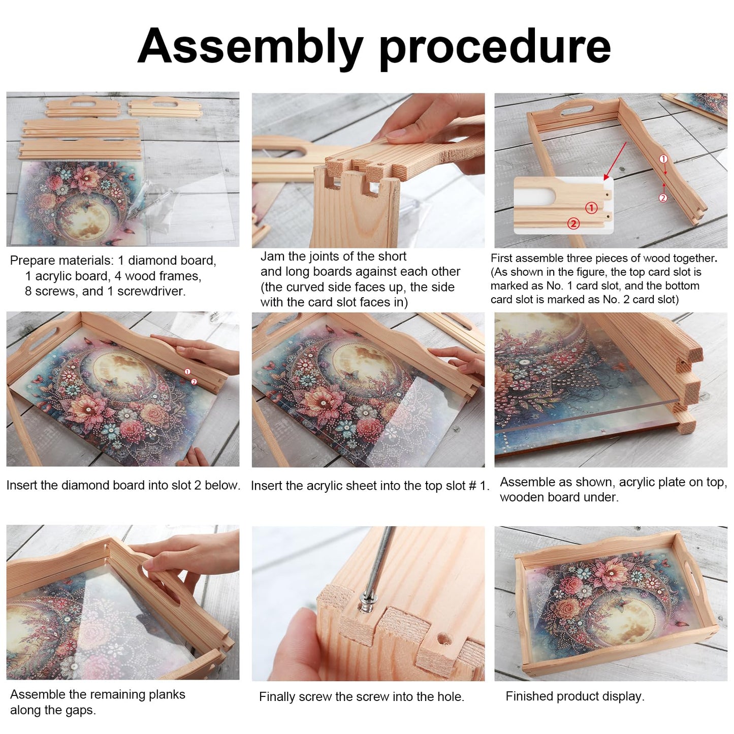 AiYuanzsh Moon Diamond Art Tray with Handle, 5D Diamond Painting Tray DIY Plate Kit for Adults, Decorative Diamond Art Serving Tray for Home Organizer