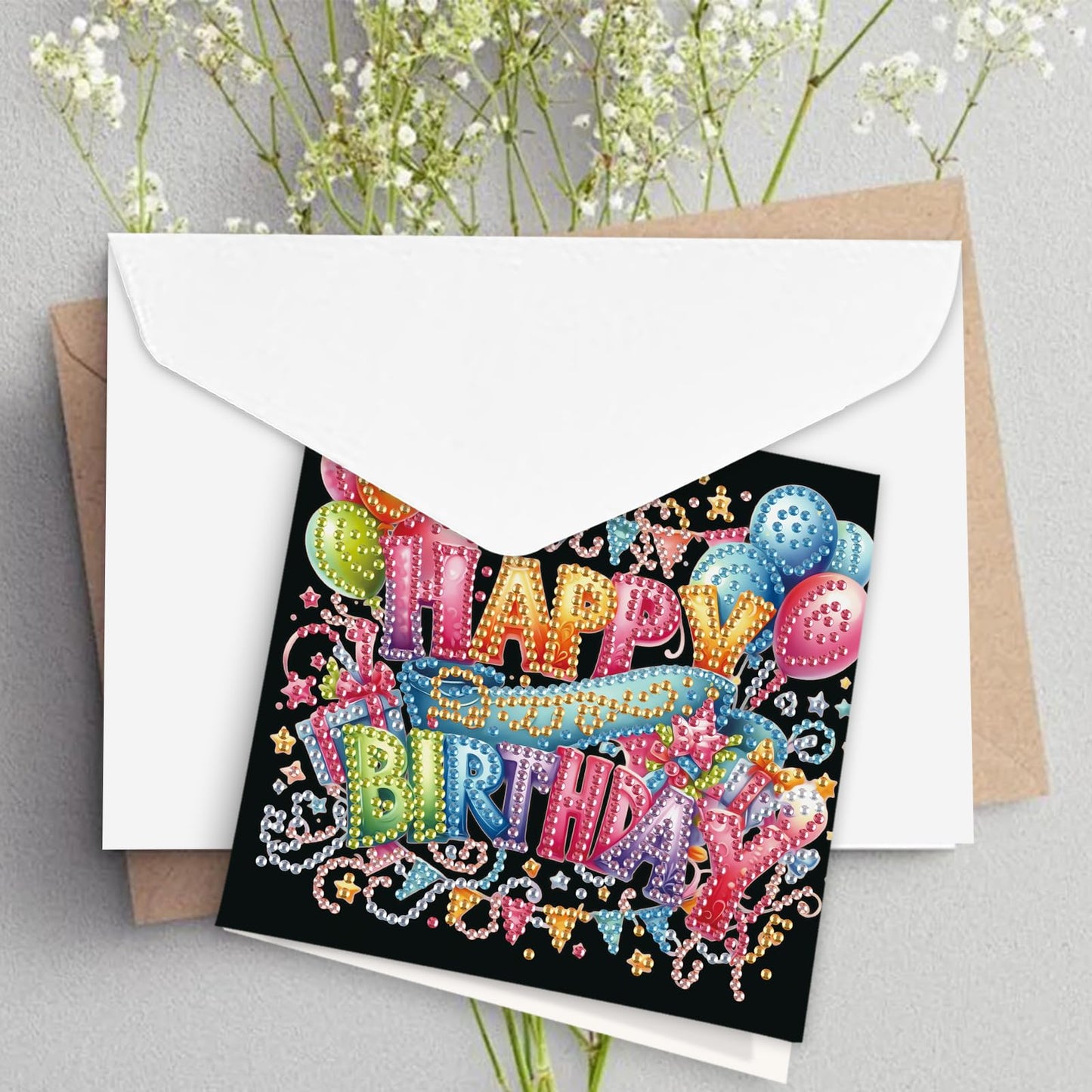 JISHSHAY 6 PCS Cake Diamond Painting Greeting Cards Happy Birthday Diamond Art Birthday Cards with Envelopes Gem Art Gem Painting Mosaic Kits for Adults for Thanksgiving Anniversary Valentine