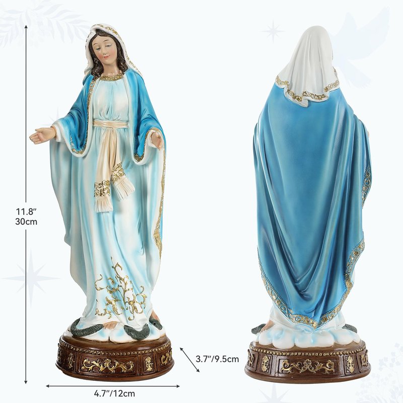 Ultym Virgin Mary Statue 16.3 Inch, Our Lady of Grace Sculpture, Hand-Painted Catholic Home Altar Decor, Elegant Indoor Resin Statue, Religious Gift for Mother, Grandma