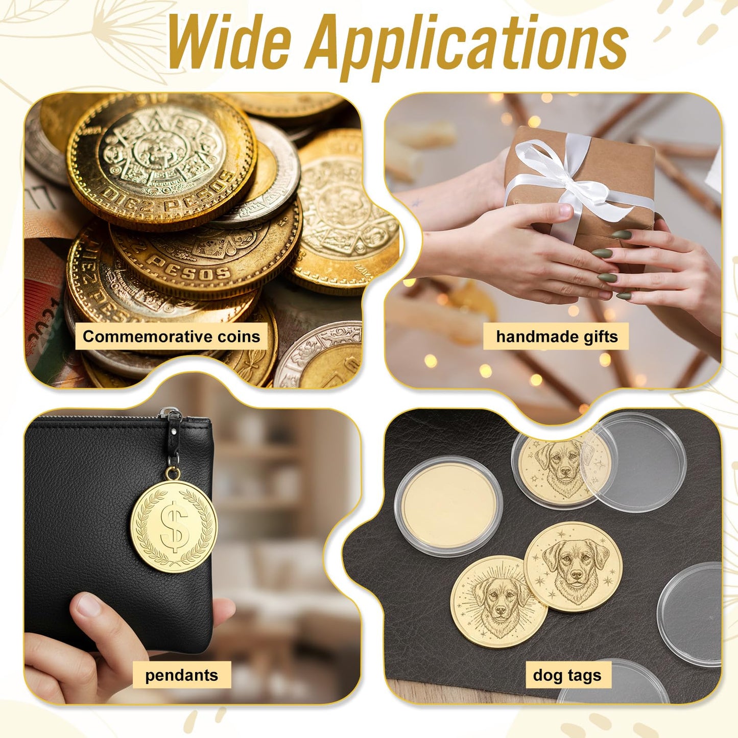 10 Pcs Blank Brass Challenge Coin for Laser Engraving, 40mm Engraving Blank Coins with Acrylic Protection Box, Unfinished Challenge Coin Blanks (Gold, Thickness 2mm)