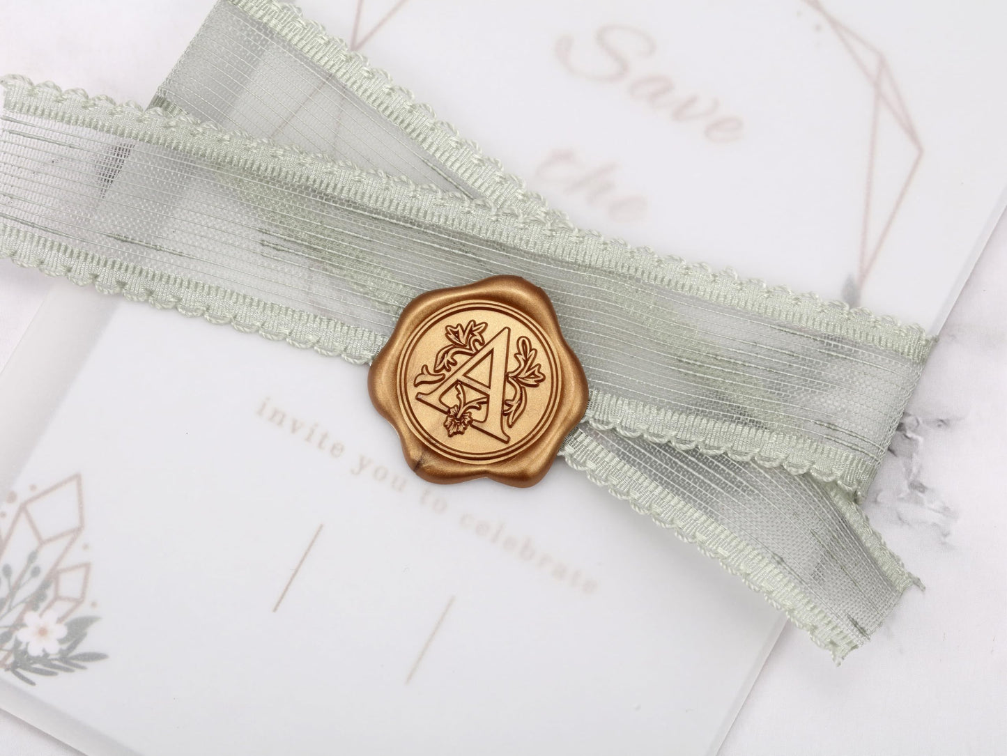 Yoption 50Pcs Initial A Wax Seal Stickers, Retro Antique Gold Letter Self Adhesive Envelope Seal Stickers for Wedding Party Birthday Christmas (A)