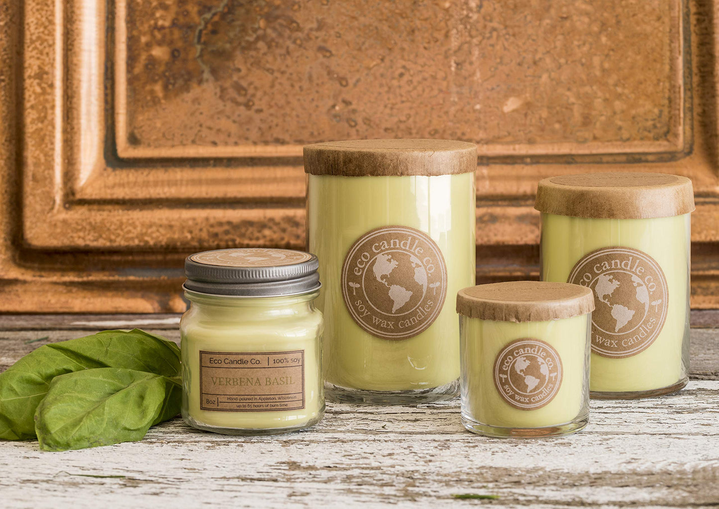 ECO CANDLE CO. Recycled Candle, Caramel Rum Cake, 18 oz. Double Wick - Scents of Caramel, Rum, Maple, Almond, Pear, & Vanilla - 100% Soy Wax, No Lead, Kraft Paper Label & Lid, Hand Poured