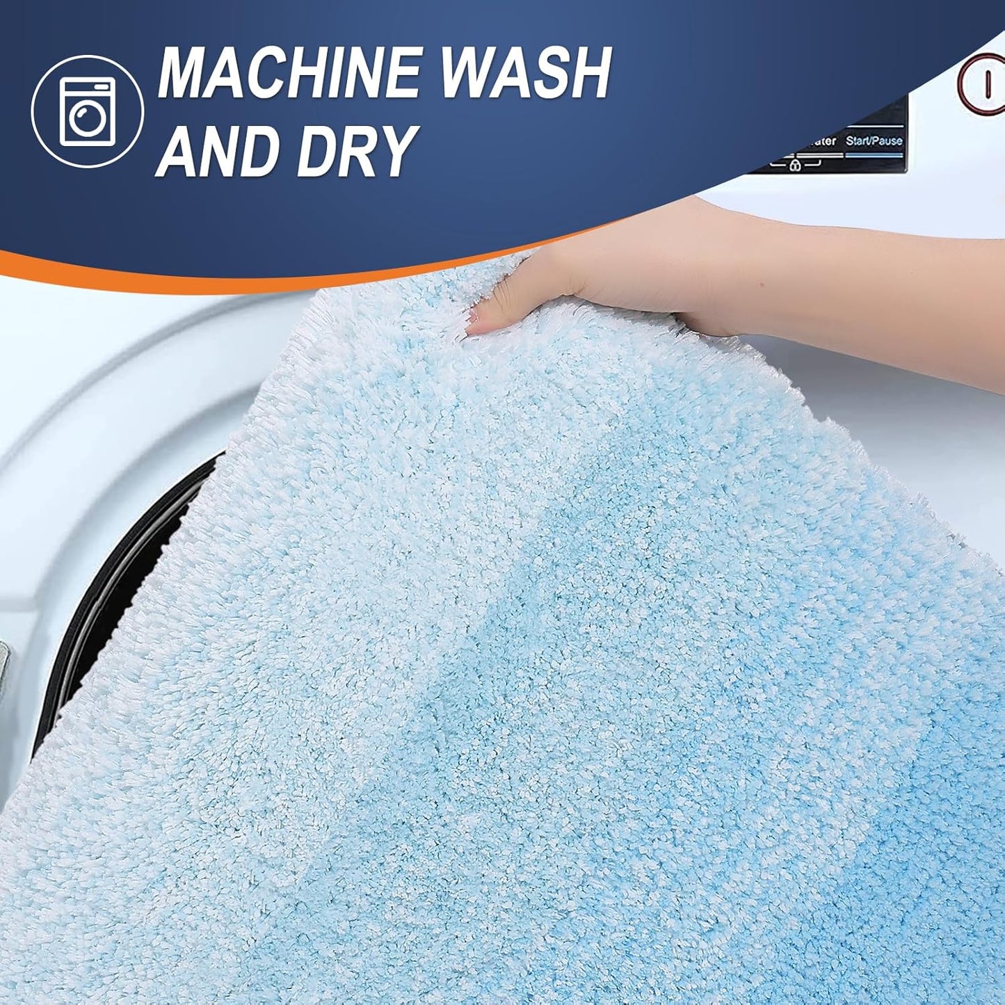 OLANLY Large Bathroom Rugs - Extra Soft Microfiber Mat 50x30 | Quick Dry & Machine Washable, Sky Blue