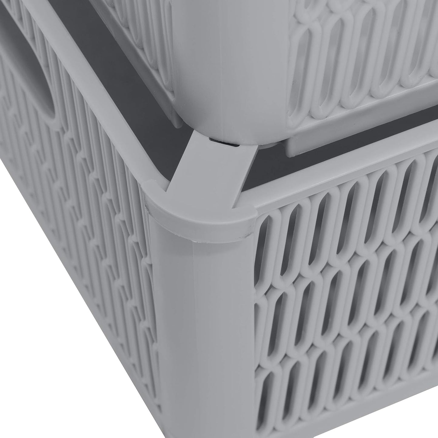 Simplify 2Pk Large Slide Stack It Tote Basket, Open Bins for Storage & Organization, Bathroom, Crafts, Office (Grey)