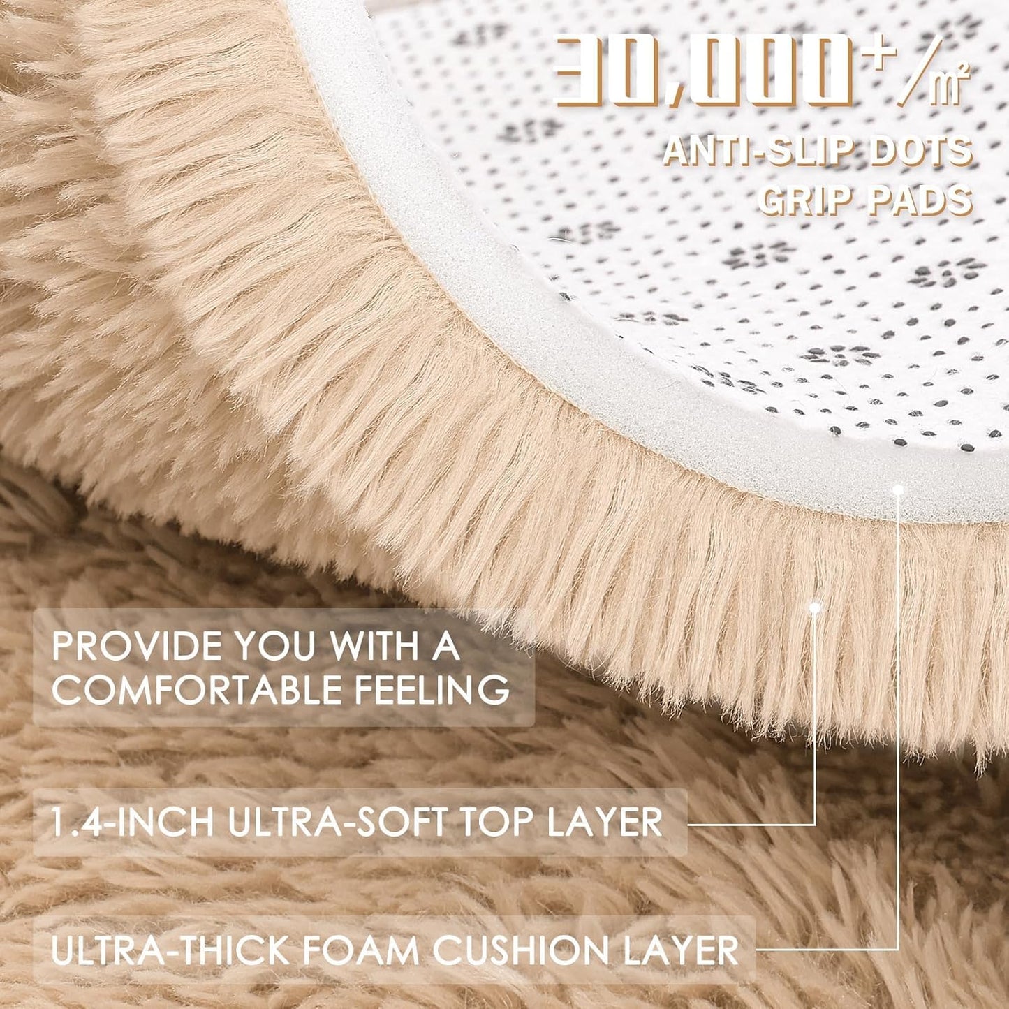 OLANLY Large Area Rug - Soft Fluffy Shaggy Indoor Carpet for Living Room & Bedroom | 5x9 Beige