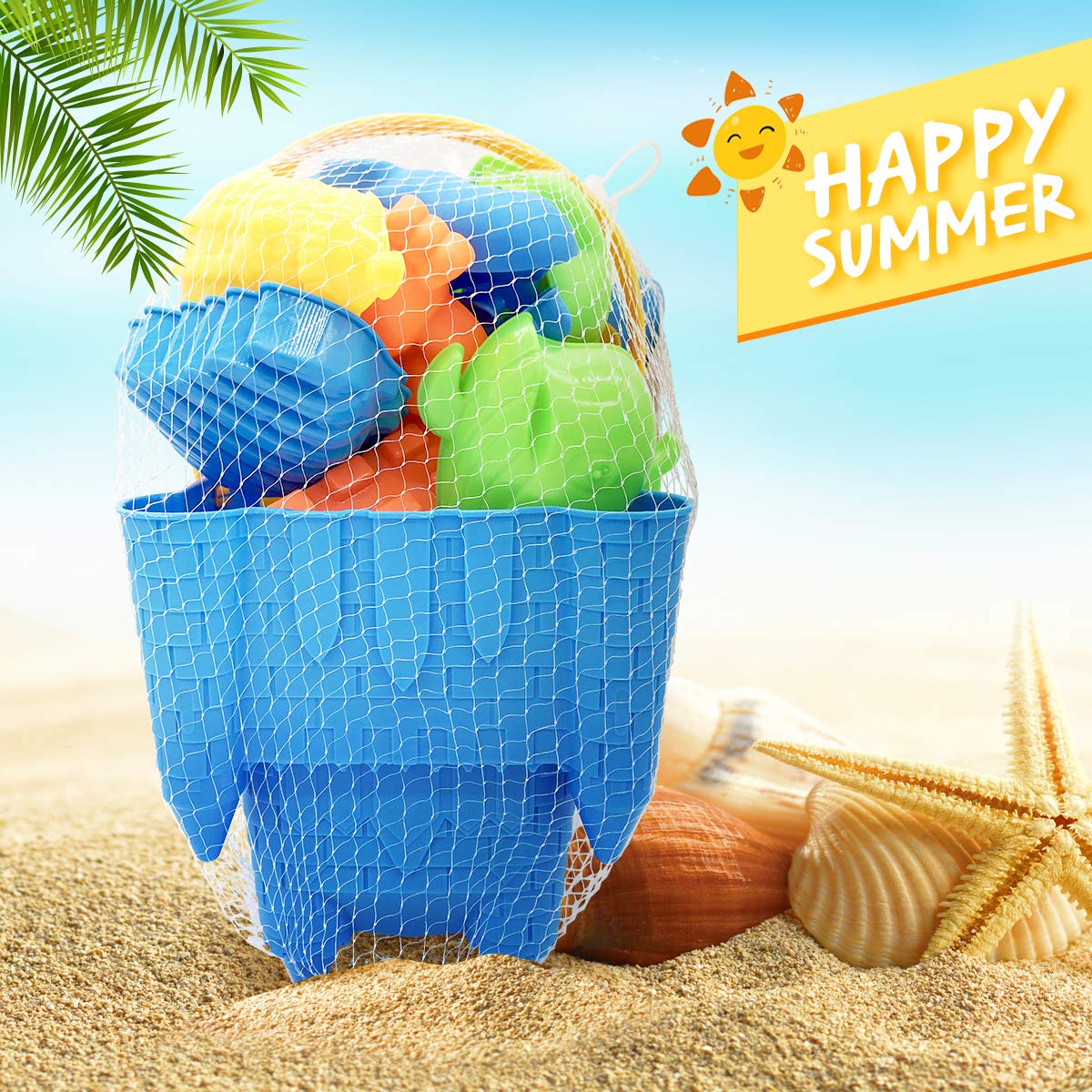 SupMLC Beach Toys, 27 Pcs Sandbox Toys for Kids, Sand Castle Building Kit, Sand Buckets, Collapsible Mesh Bag, Shovels, Dinosaur Molds – Travel Sand Toys for Boys Girls Age 3-10 Beach Accessories