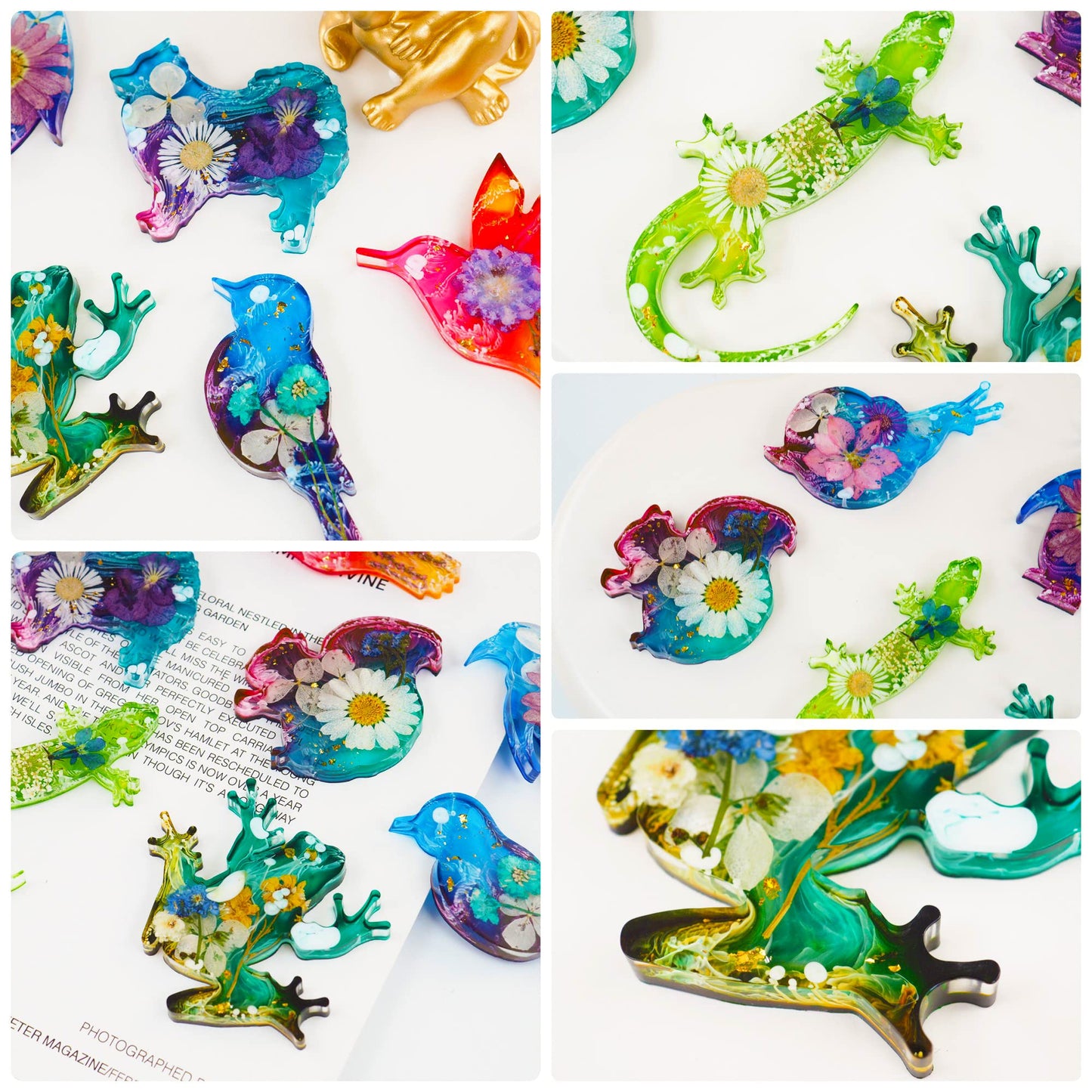 Pulcher Resin Molds, 16 Marine Terrestrial Amphibious Animals Keychain Making Silicone Mold for Epoxy Resin Casting Craft DIY Pendants Ornaments Decoration Gift