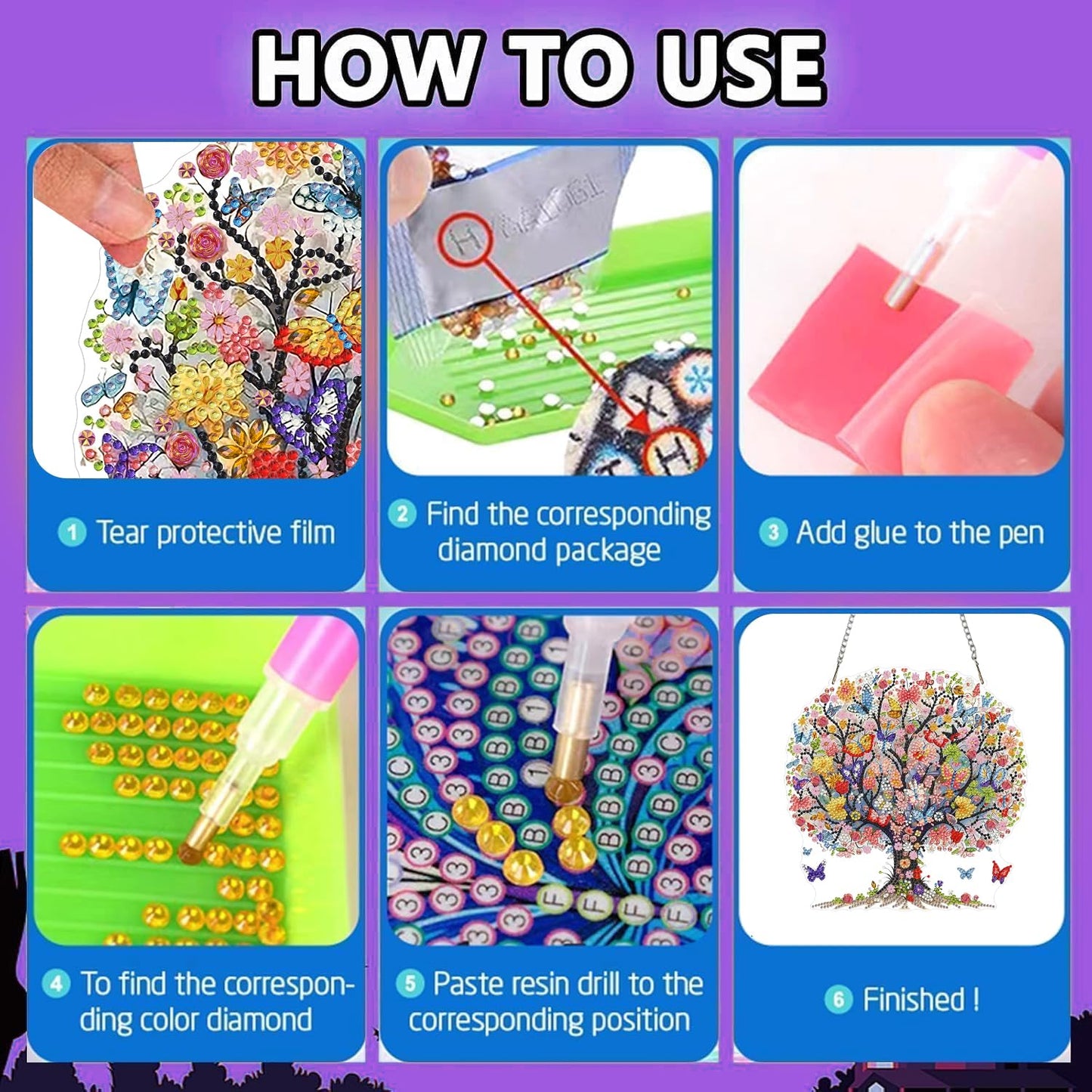 Life tree Diamond Art Hanging Kit for Adult, Painting Hanging Ornament Kit, Special Shaped Rhinestone,DIY Acrylic 5D Diamond Art Window Pendants Home Garden Wall Kits Hanging,Double Sided (Lifetree)