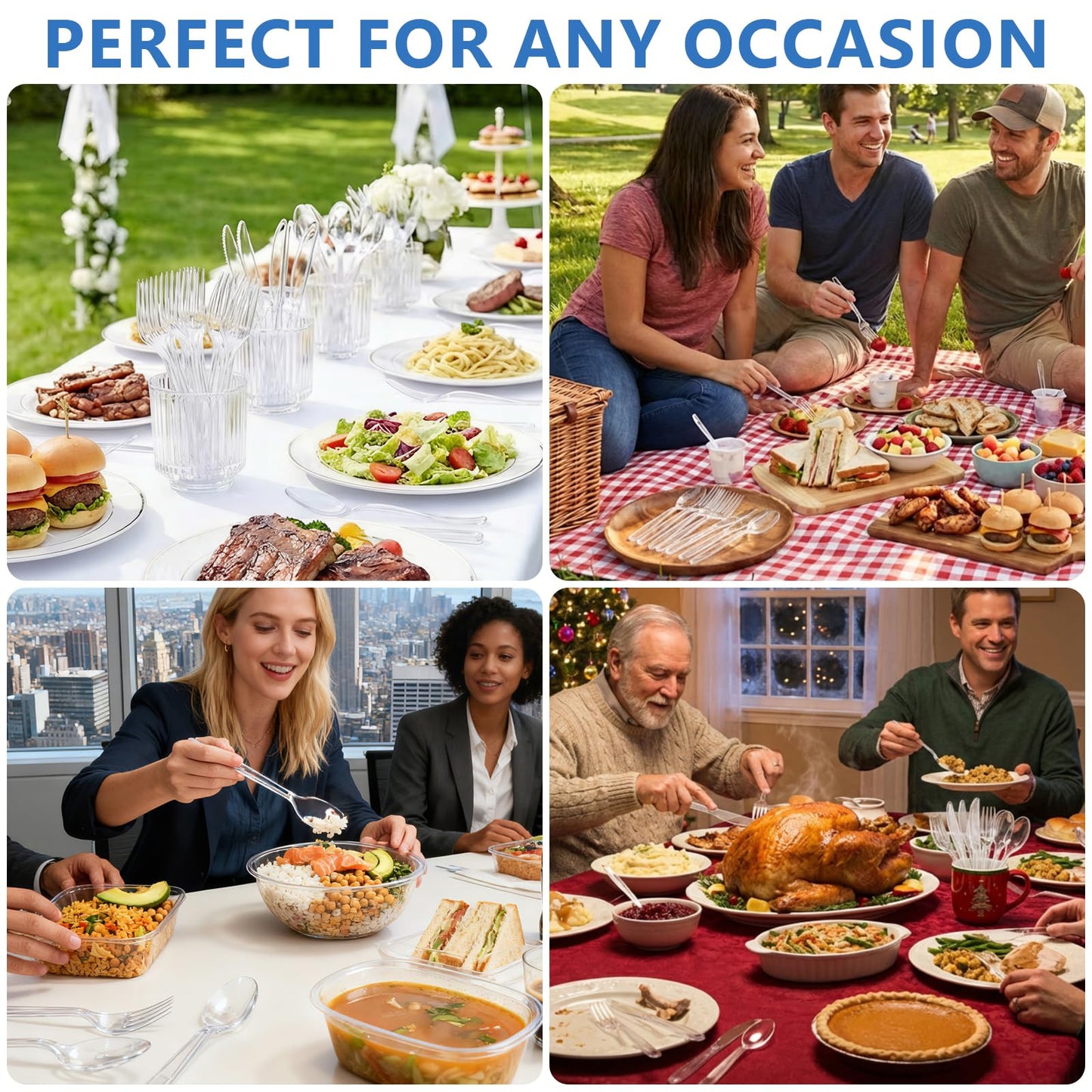 SACATR 500 Count Plastic Silverware Heavy Duty -250 Forks, 250 Spoons,BPA-Free,Heat Resistant Disposable Plastic Spoons Bulk, Solid Durable Premium Cutlery for Parties, Events and Everyday Use