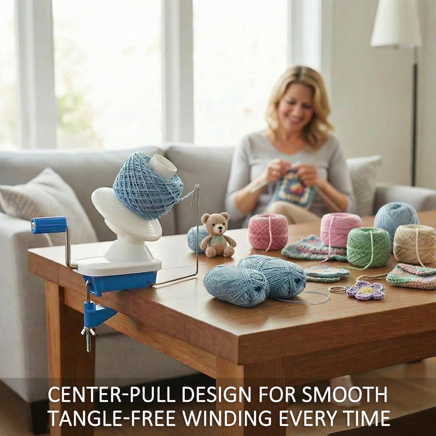 MCTOURY Yarn Ball Winder for Crocheting: Wind Weight 1-5 Lace to Bulky - 3-Minute Skein-to-Cake - Cuts Yarn Prep Time by 70% for Knitting & Crochet