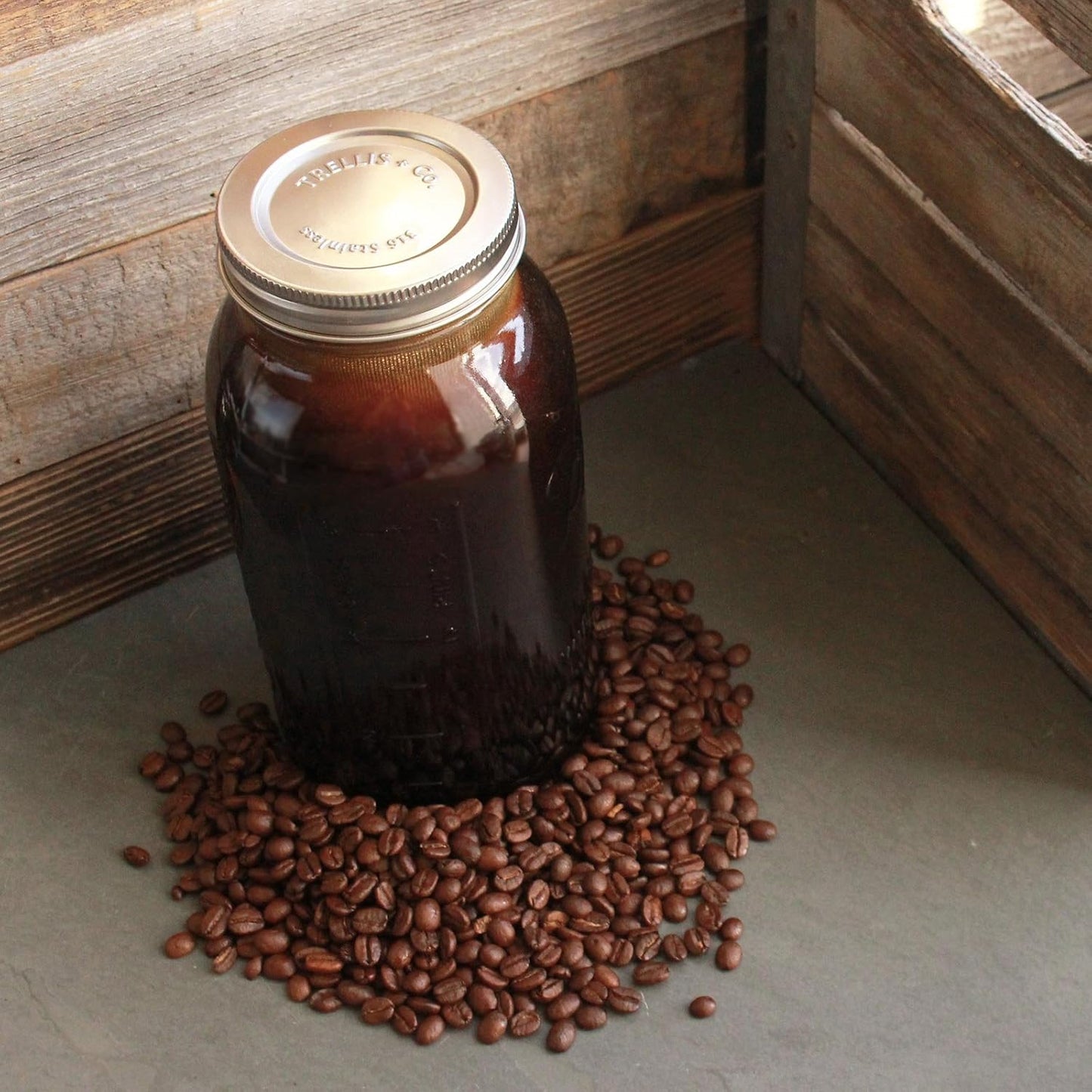 Cold Brew Coffee Filter & Lid - Stainless Steel, 80 Micron Woven, Fits Half Gallon Wide Mouth Mason Jars