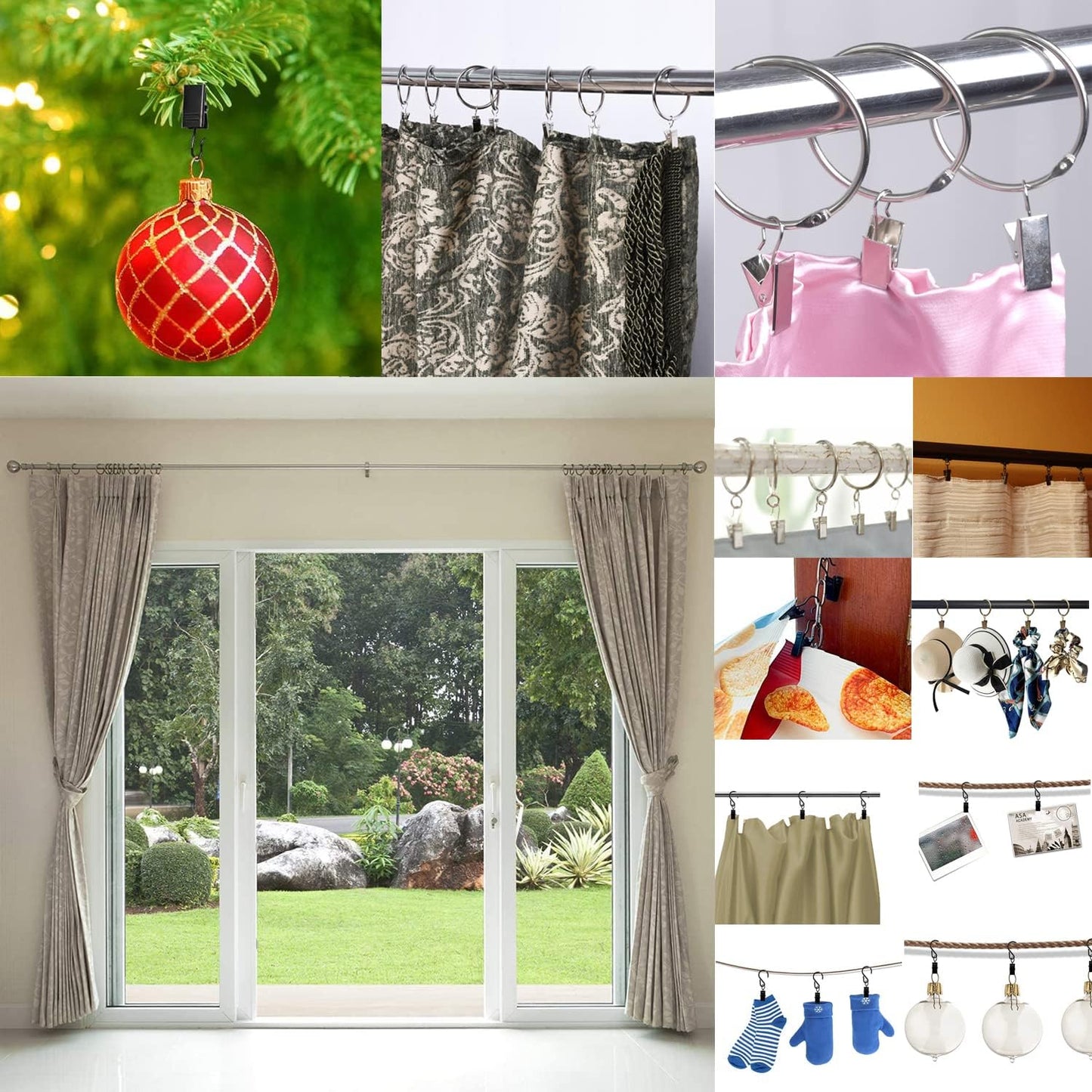 MroMax 60PCS Curtain Clip Hook Set for Home Decoration, Light Gold