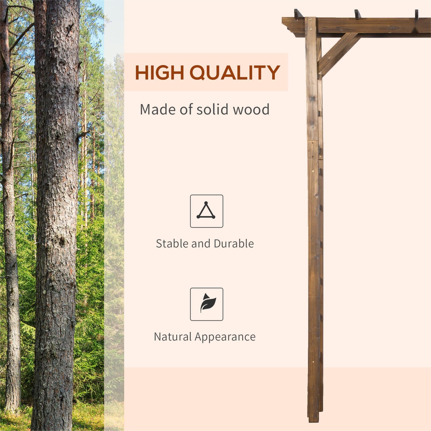 85" Wooden Wedding Arch Arbor, Carbonized Wood Garden Arch for Ceremony Backdrop, Rustic Outdoor Archway with Pergola Top for Party, Garden, Backyard Decor