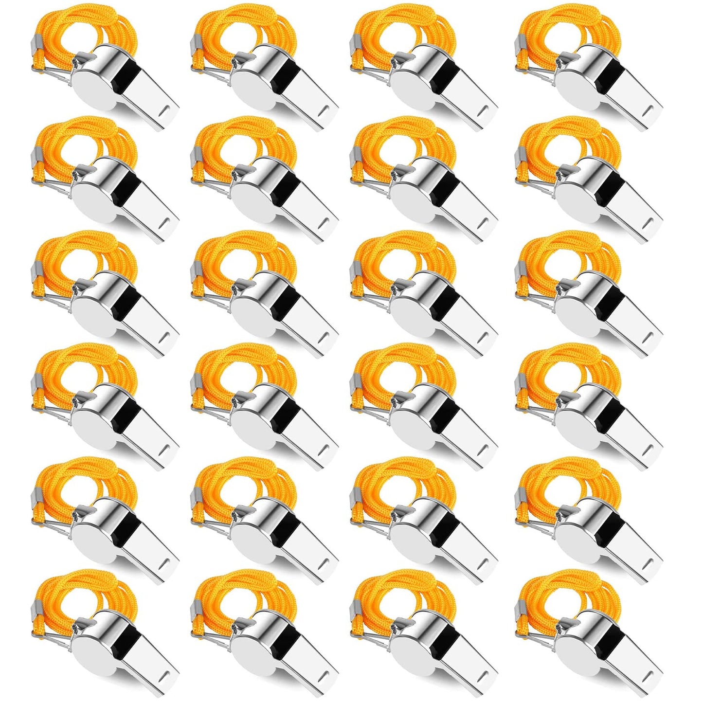 SHENGQIDZ 12 Pack Whistles, Stainless Steel Sports Loud Crisp Sound Whistles with Lanyard,Whistles Great for Referees, Coaches