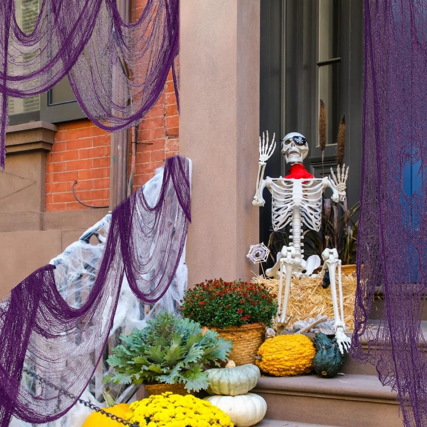 succulentlovers 316x 80 Inch Purple Halloween Creepy Cloth - Large Halloween Spooky Cloth Indoor Outdoor Scary Creepy Gauze Haunted House Decoration for Halloweens Party Supplies