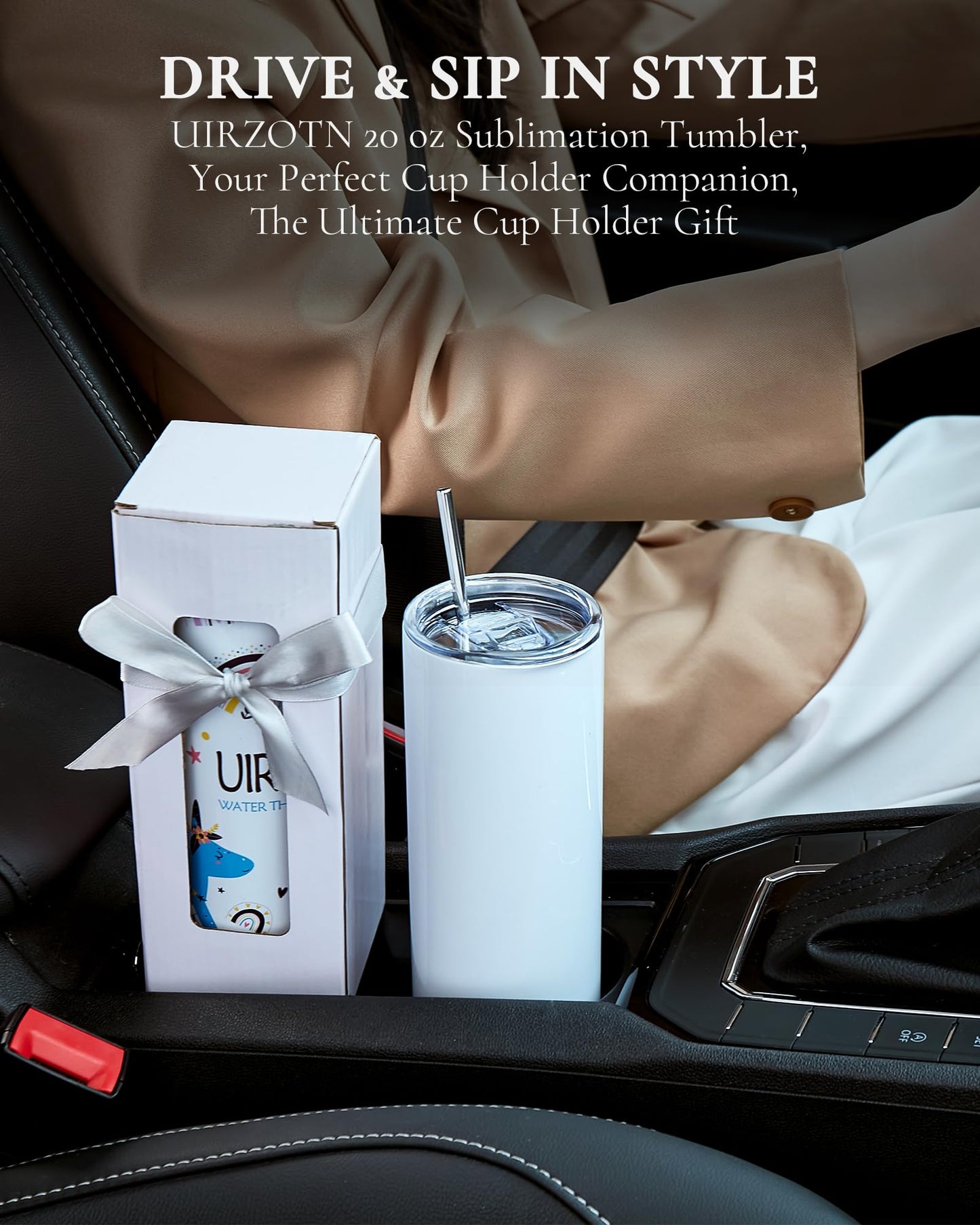 UIRZOTN 25 Pack 20oz Sublimation Tumbler Blanks Skinny Straight in Bulk, Stainless Steel Insulated Sublimation Tumbler with Polymer Coating for Heat Transfer, with Lid, Straw, Ribbon, Gift Box