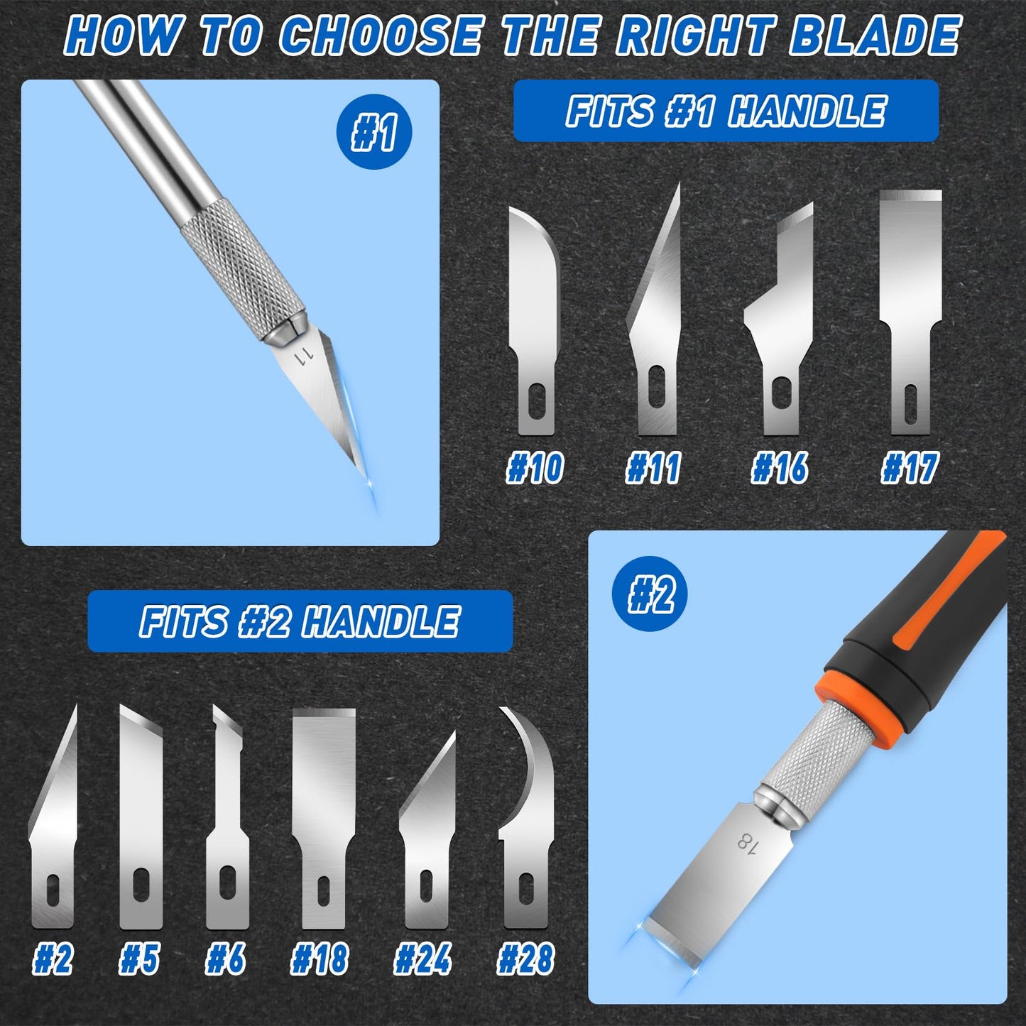 DIYSELF 100 Pack Exacto Knife Blades #2 | Hobby Knife Replacement Blades | Hobby Knife Blade Refills | Exacto Blade | Carbon Steel | Craft Precision Knives Refills (#2)