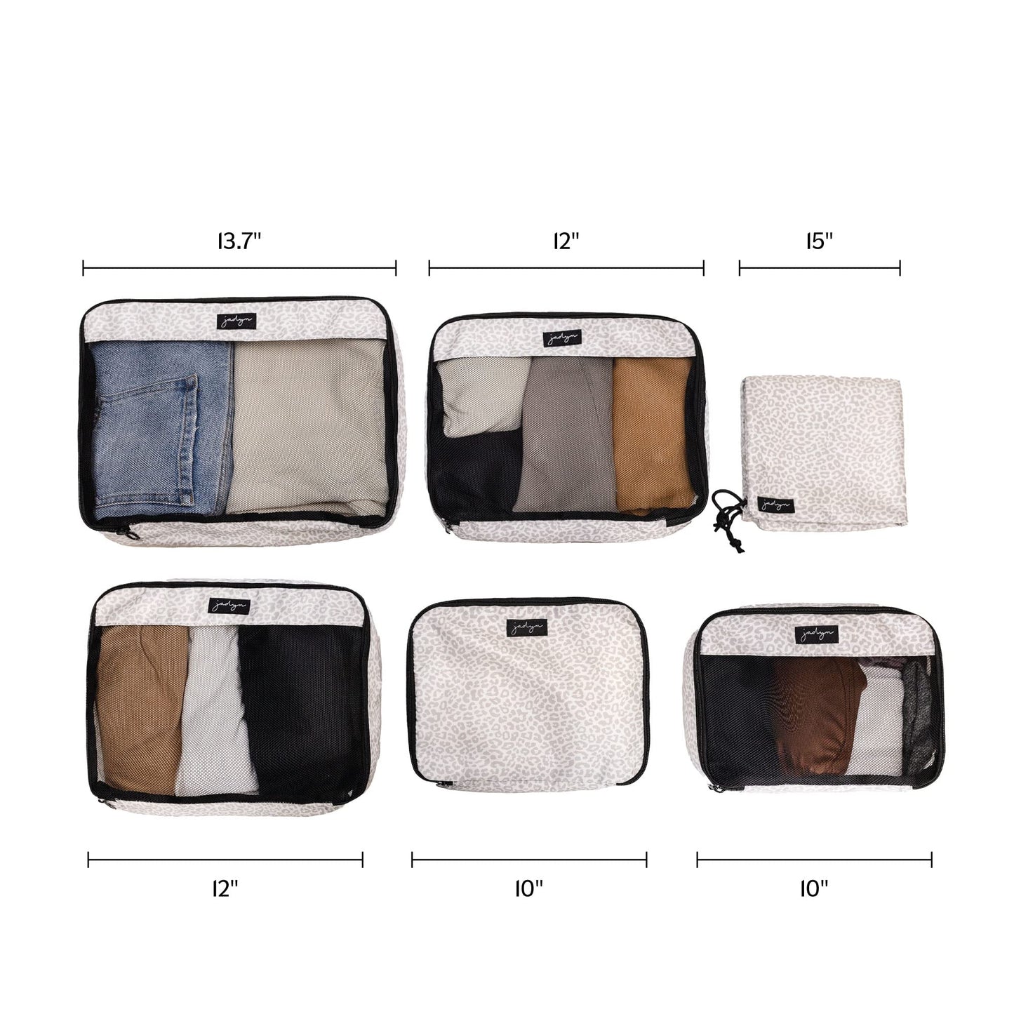 Jadyn Packing Cubes for Travel, 6-Piece Large Packing Cube Organizer Set for Suitcase, Duffel Bag, Luggage, Multiple Sizes Travel Essentials (Desert Leopard)