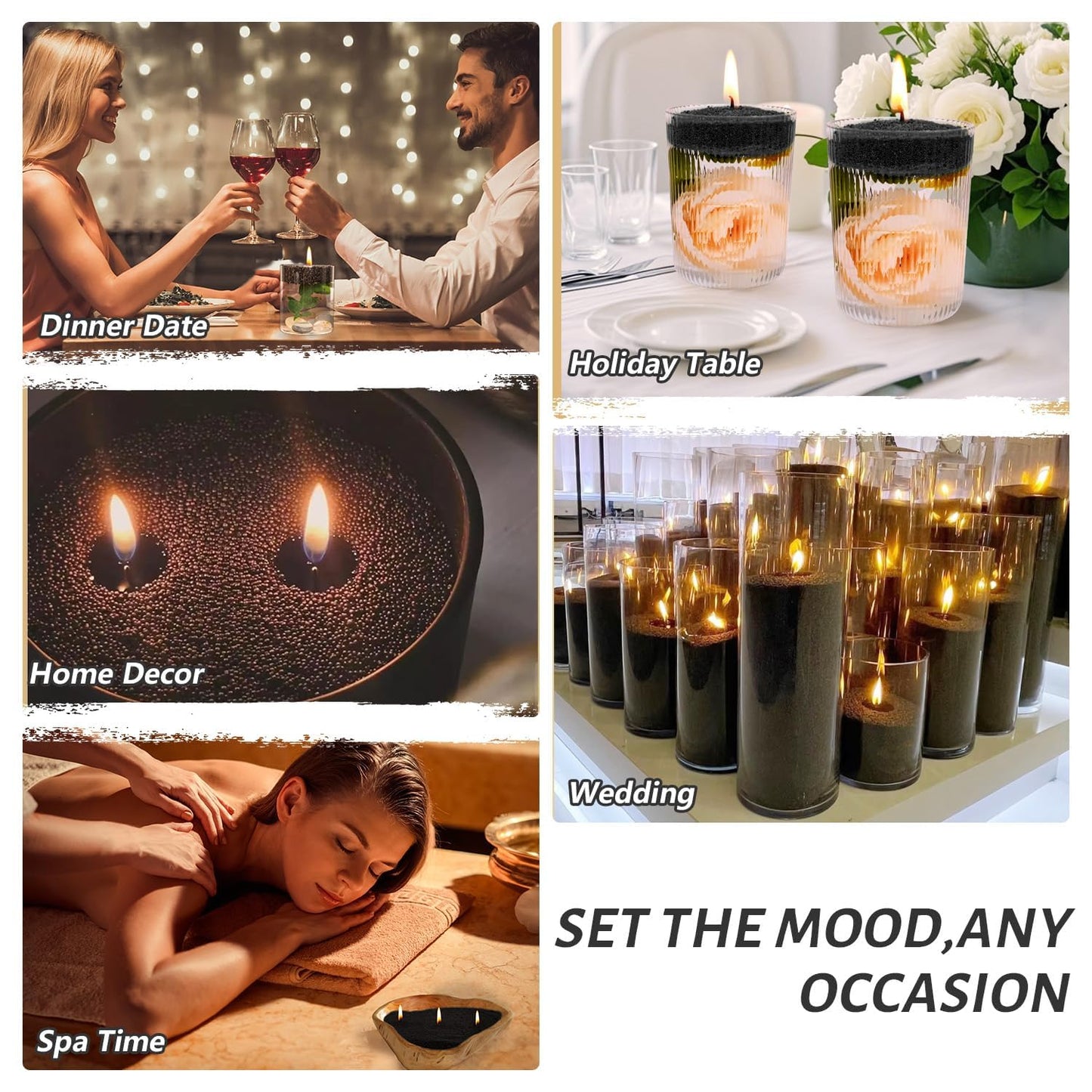 Candle Sand with Wicks, Pearled Candle Wax for DIY Candles Making, 18Oz Refillable Beaded Wax Non-Toxic Natural Sand Beaded Waxs Customized Pearled Candles Making for Home Decoration Wedding Party