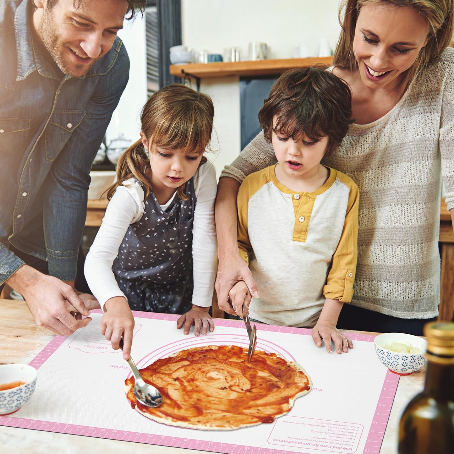 Silicone Pastry Mat for Dough Rolling, Extra Large Silicone Baking Mat with Measurements, Baking sheet for Cookies Fondant Pie Crust, Countertop Protector