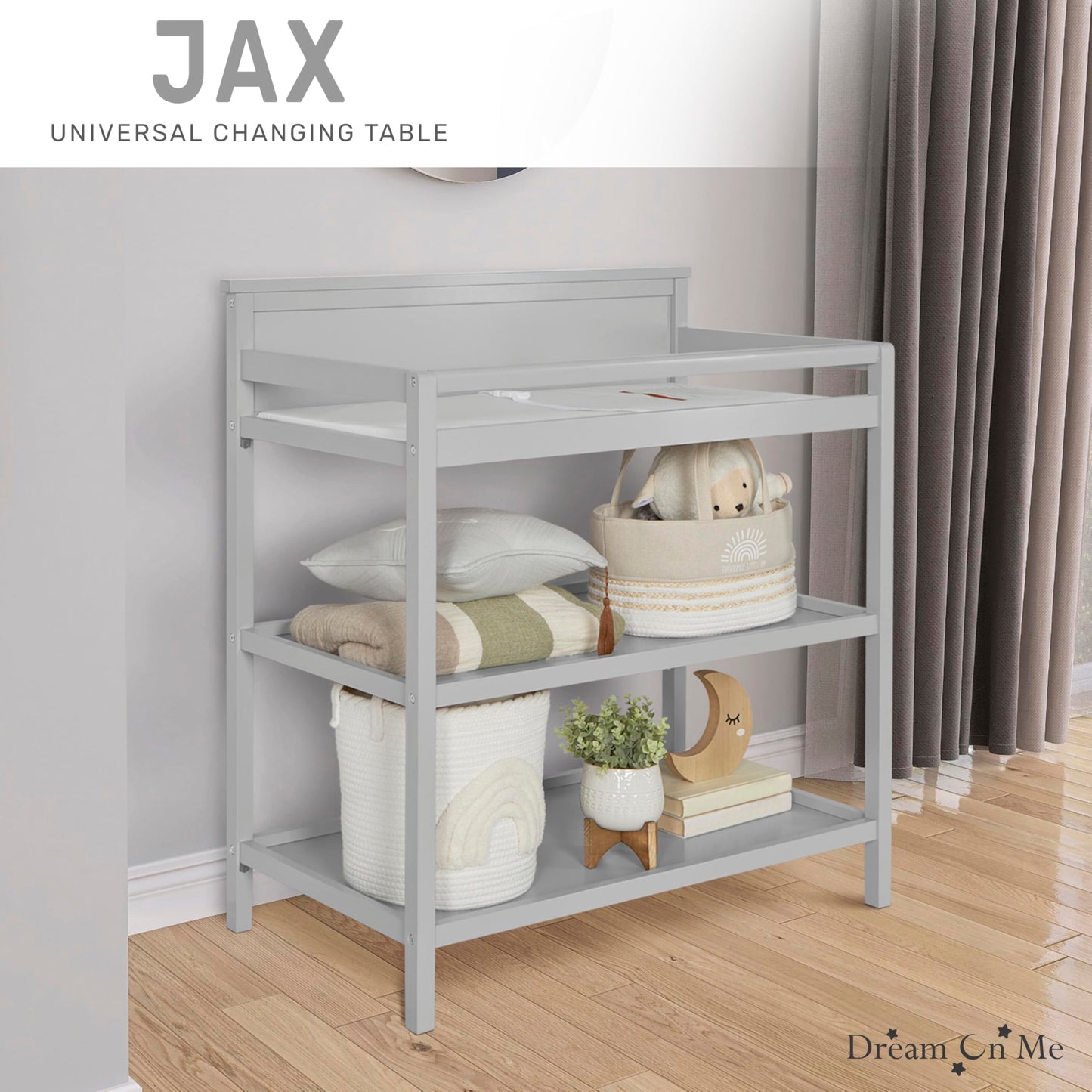 Dream On Me Jax Universal Changing Table, Pebble Grey 34x20x40 Inch (Pack of 1)