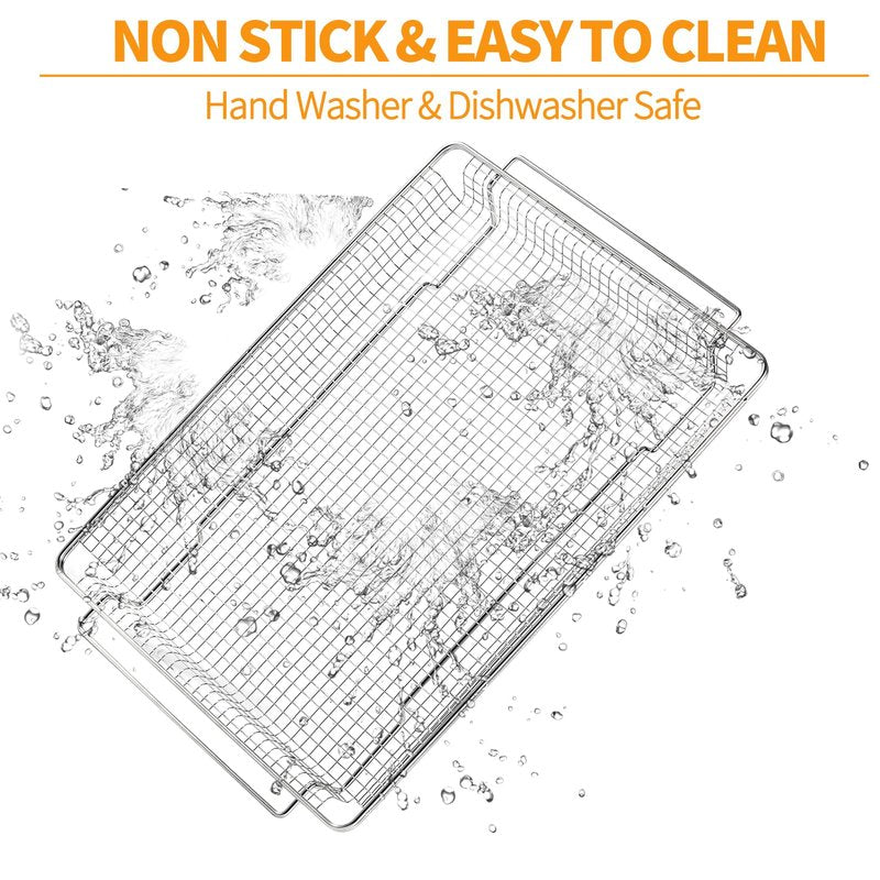 Atgestore W11548747 Air Fryer Basket Replacement Parts for Whirlpool Kitchenaid Oven Basket18.5’’x12.8’’ Mesh Basket 304 Stainless Steel Maytag Jennair Range Stove Air Fryer Tray Toaster Oven Rack