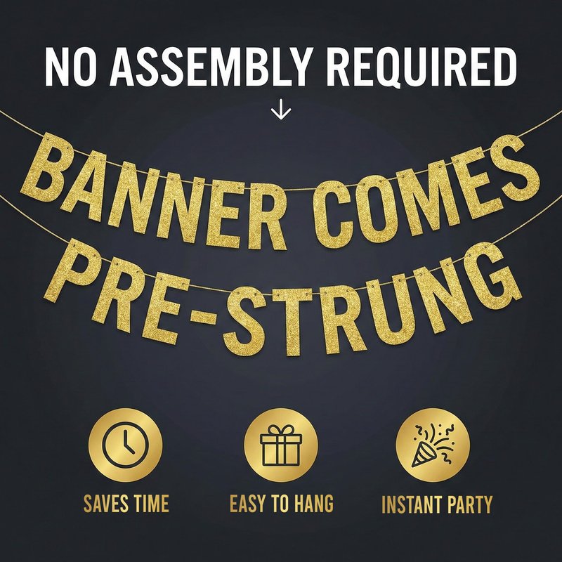 Pre-Strung Happy 12th Bday Bruh Gold Glitter Banner - Funny 12th Birthday Decorations for Boys and Girls - Birthday Party Supplies and Gifts