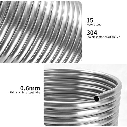 BACOENG 3/8" x 50Ft 304 Wort Chiller, Stainless Steel Tubing Coil for Ice Bath Beer Brewing Tubing Coil, Water Cooler Equipment