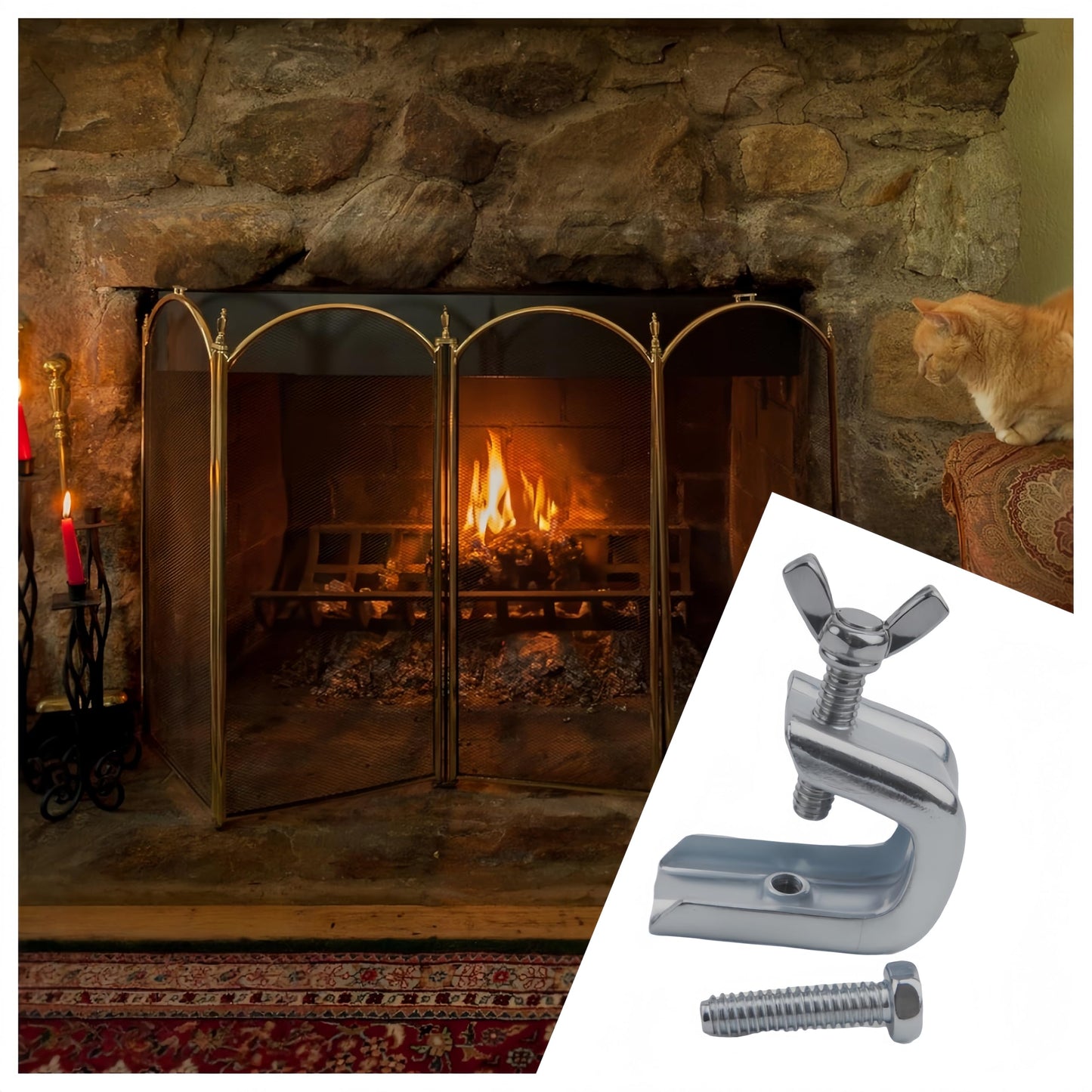 Fireplace Damper Clamp for Gas Logs, Flue Stop, 1 Piece