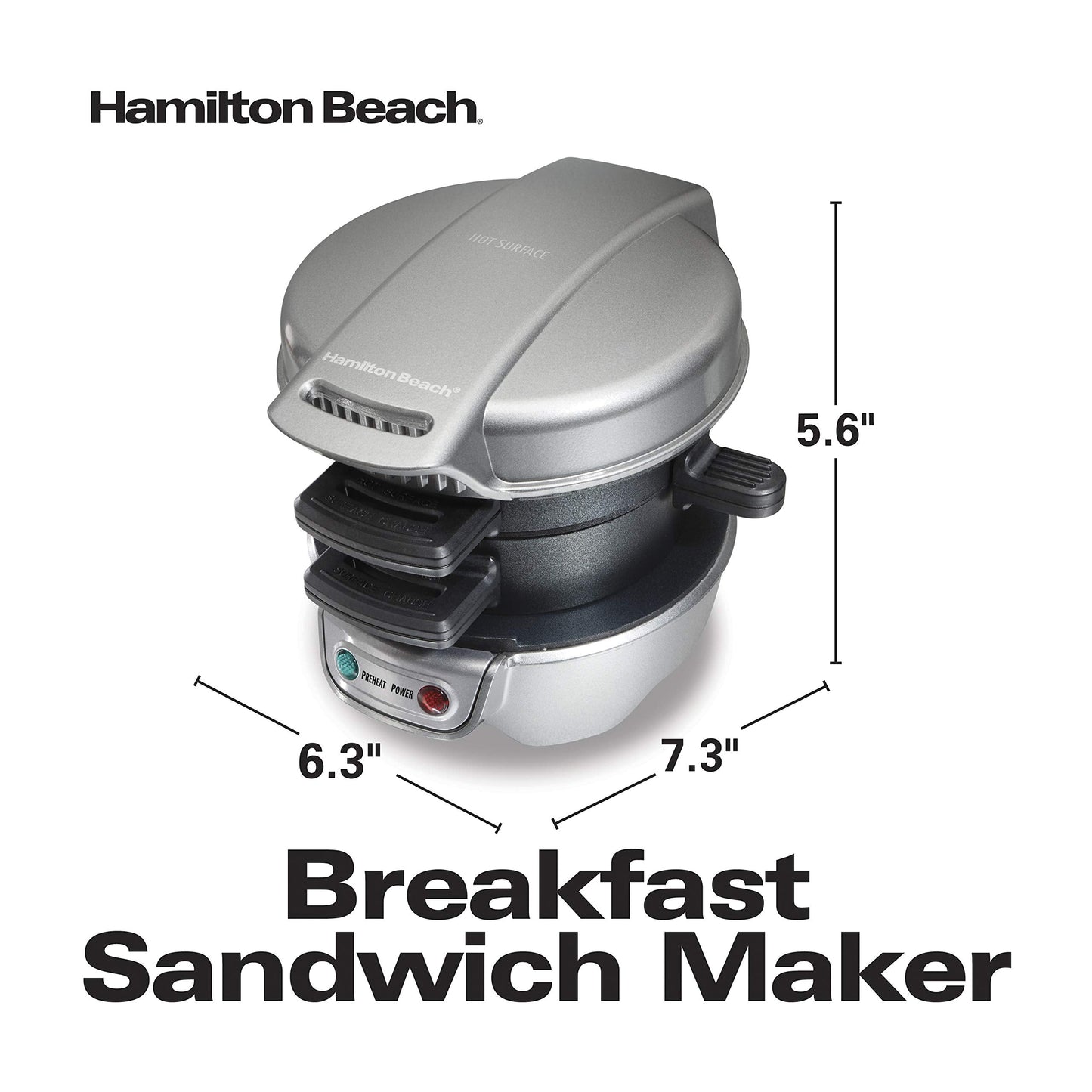 Hamilton Beach Breakfast Sandwich Maker with Egg Cooker Ring, Customize Ingredients, Perfect for English Muffins, Croissants, Mini Waffles, Perfect White Elephant Gifts, Coral (25483)