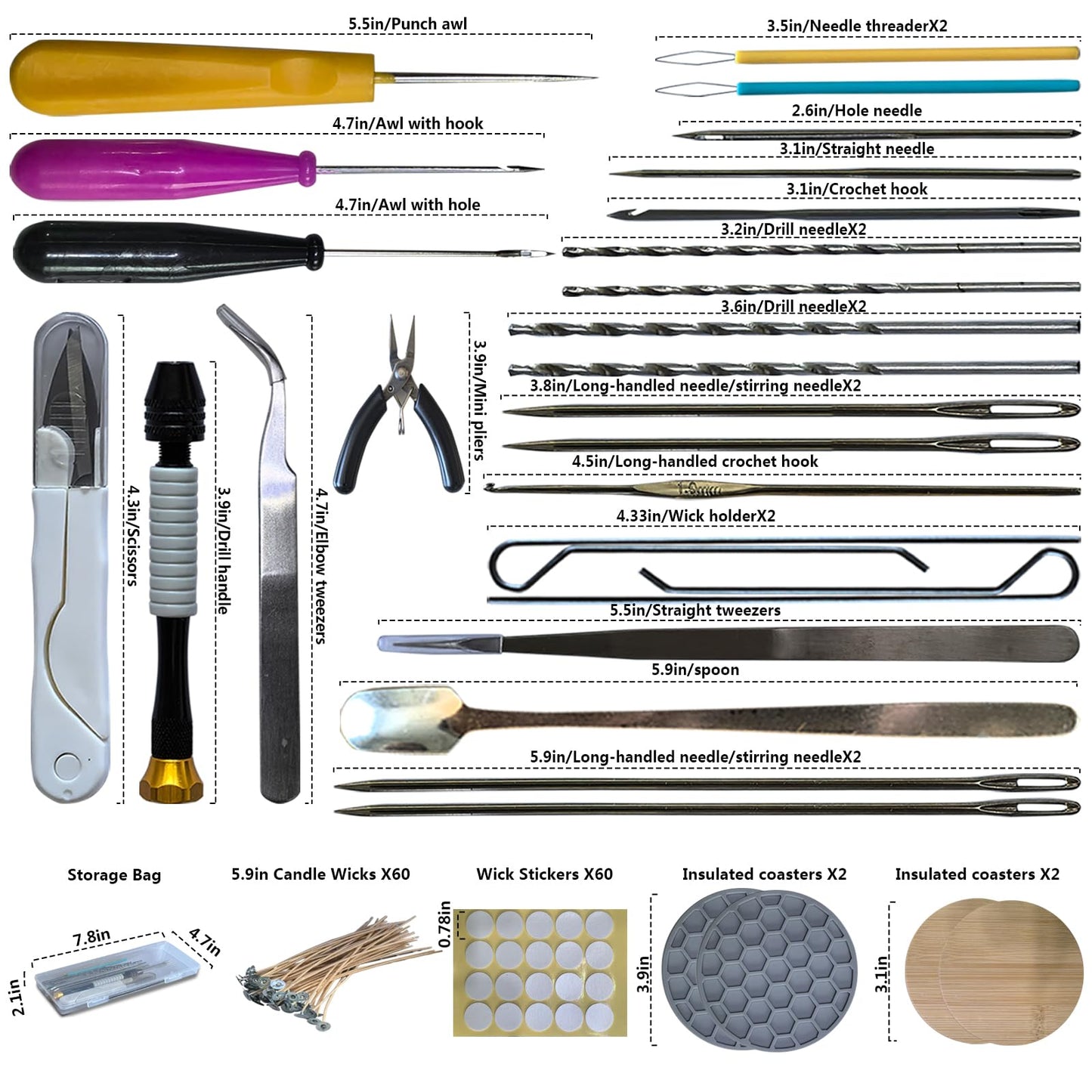 DiaWiew Candle Making Tools for Punching Holes and Inserting Wicks, Beginners Candle Making Kit for Adult Including Wick Needle for Candle Making, Perfect to Candle Molds with No Holes for Wicks