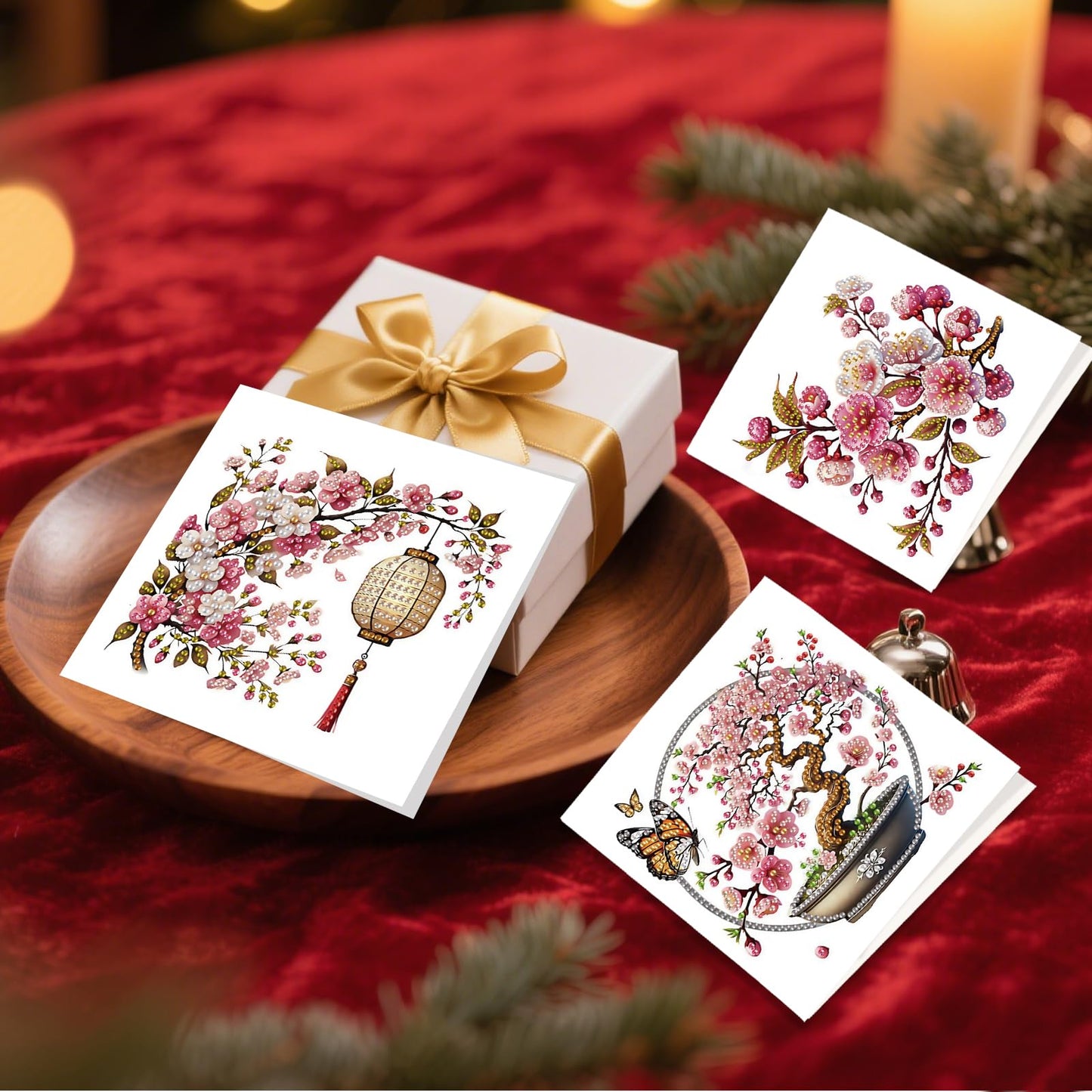 JZHYOAN 6 Packs Flower Diamond Painting Greeting Cards Kits for Adults DIY Diamond Art Birthday Card with Envelopes Gem Art and Craft Card Making Kits for Birthday Holiday Gift Butterfly