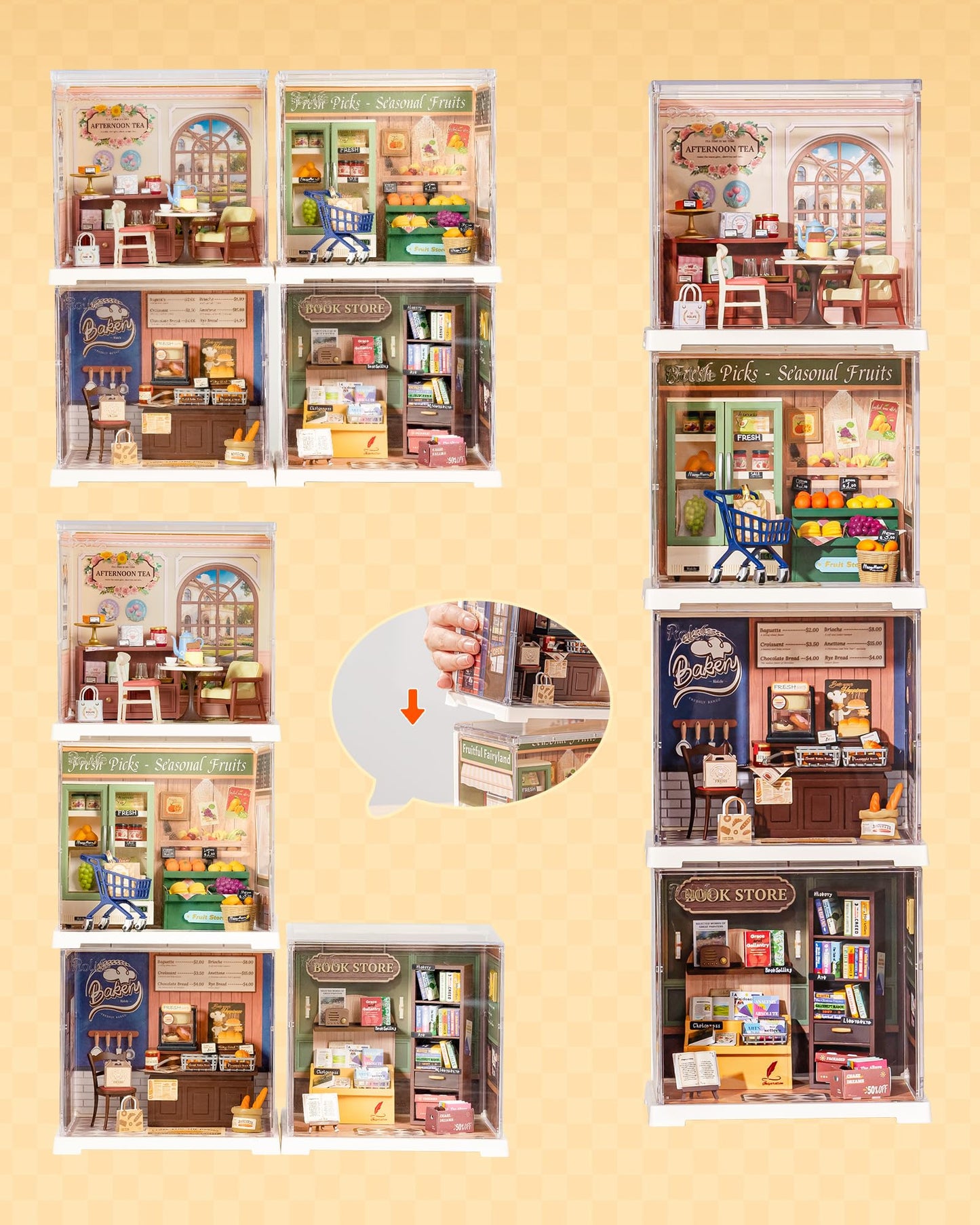 Rolife Super Creator Mini Series Fruits Shop, DIY Plastic Miniature Kits Retail Store Series, Mini Model House Building Set for Teens Aged 14+, DIY Crafts/Hobbies for Adults (Nature Energy Fruits)