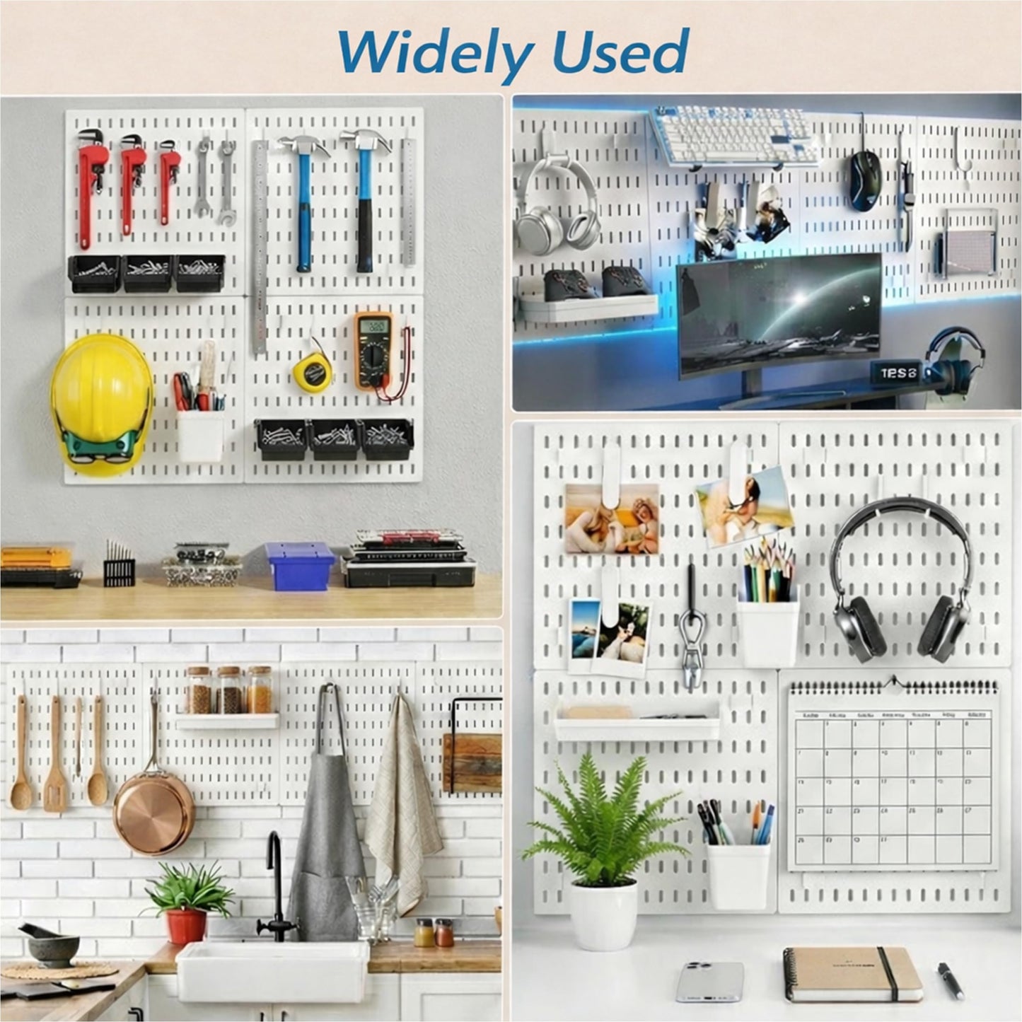 Hogurity Peg Board, 24"x36" Pegboard Wall Organizer, Includes 6PCS White Peg Boards and Accessories, Plastic Peg Board Panels for Craft Room, Office, Kitchen, Gaming Room