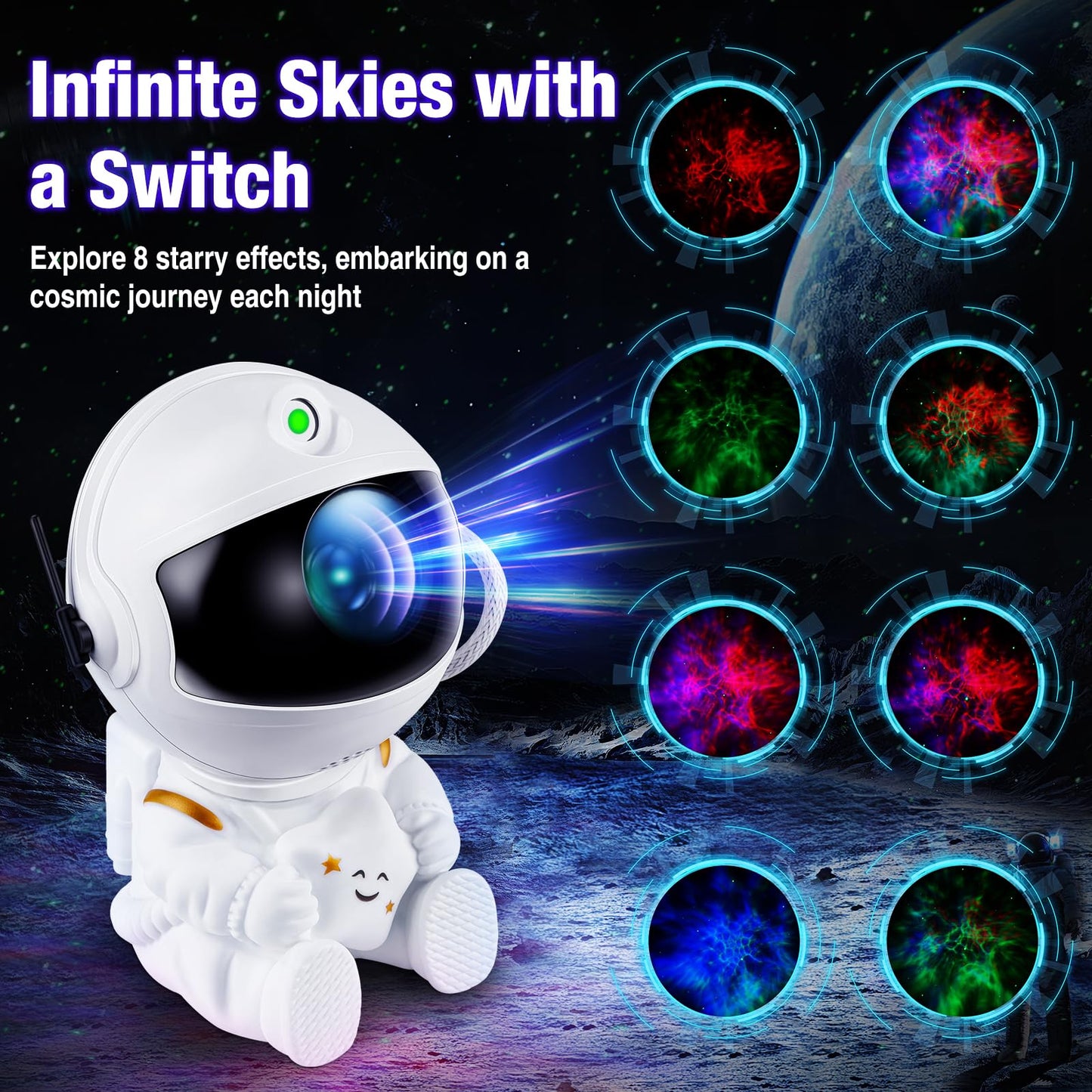 XHSY Astronaut Projector,Star Projector Galaxy Light,Night Light for Kids,Light Projector for Bedroom,Starry Nebula Ceiling LED Lamp,with Remote (White1)