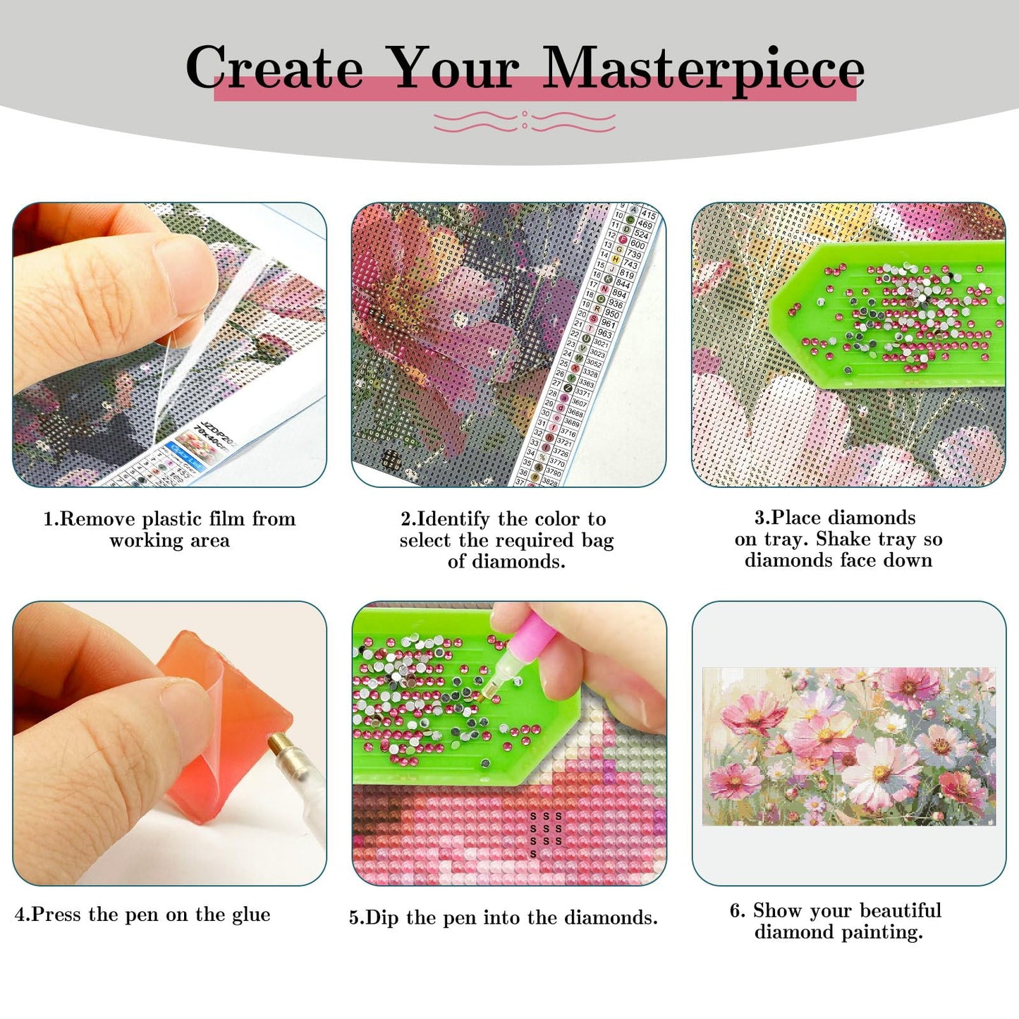 JOOZ Large Diamond Painting Kits for Adults - DIY 5D Flowers Diamond Art Kits for Adults, Full Drill Flowers Diamond Art Painting, Gem Art Kits for Home Wall Decor (27.5 X 15.7 Inch)