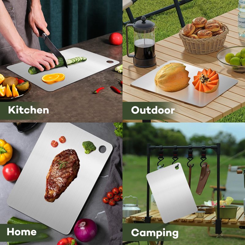 Titanium Cutting Board |100% Pure GR1 Titanium Cutting Board 0.08" Thick |Durable and Double-Sided Cutting Boards for Meat, Fruits and Vegetables | Dishwasher Safe (15" x 10" x 0.08")(Gray)