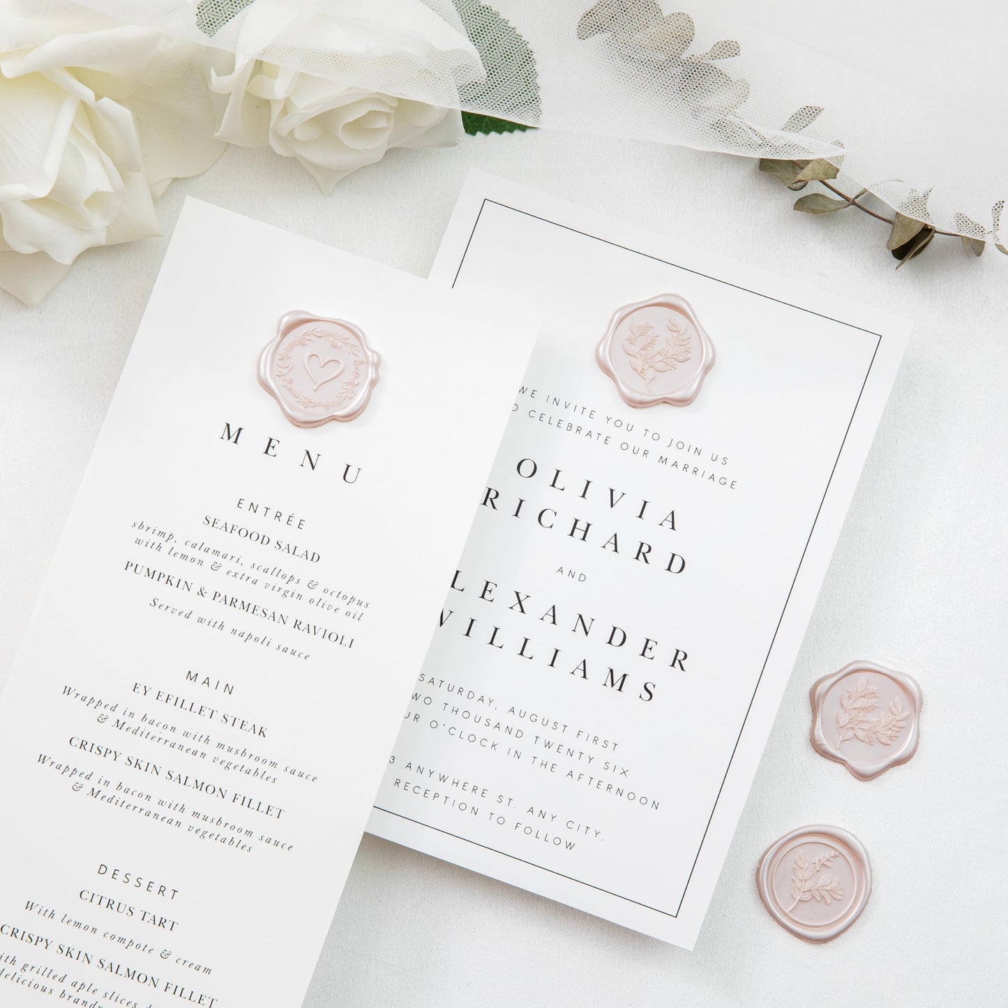Uwilowe 60 Pcs Champagne & Pink Wax Seal Stickers Self-Adhesive Envelope Seals Stamp Stickers, Perfect for Wedding Invitations Seating Chart Christmas Gift Wrapping 3 Designs in 1 Pack
