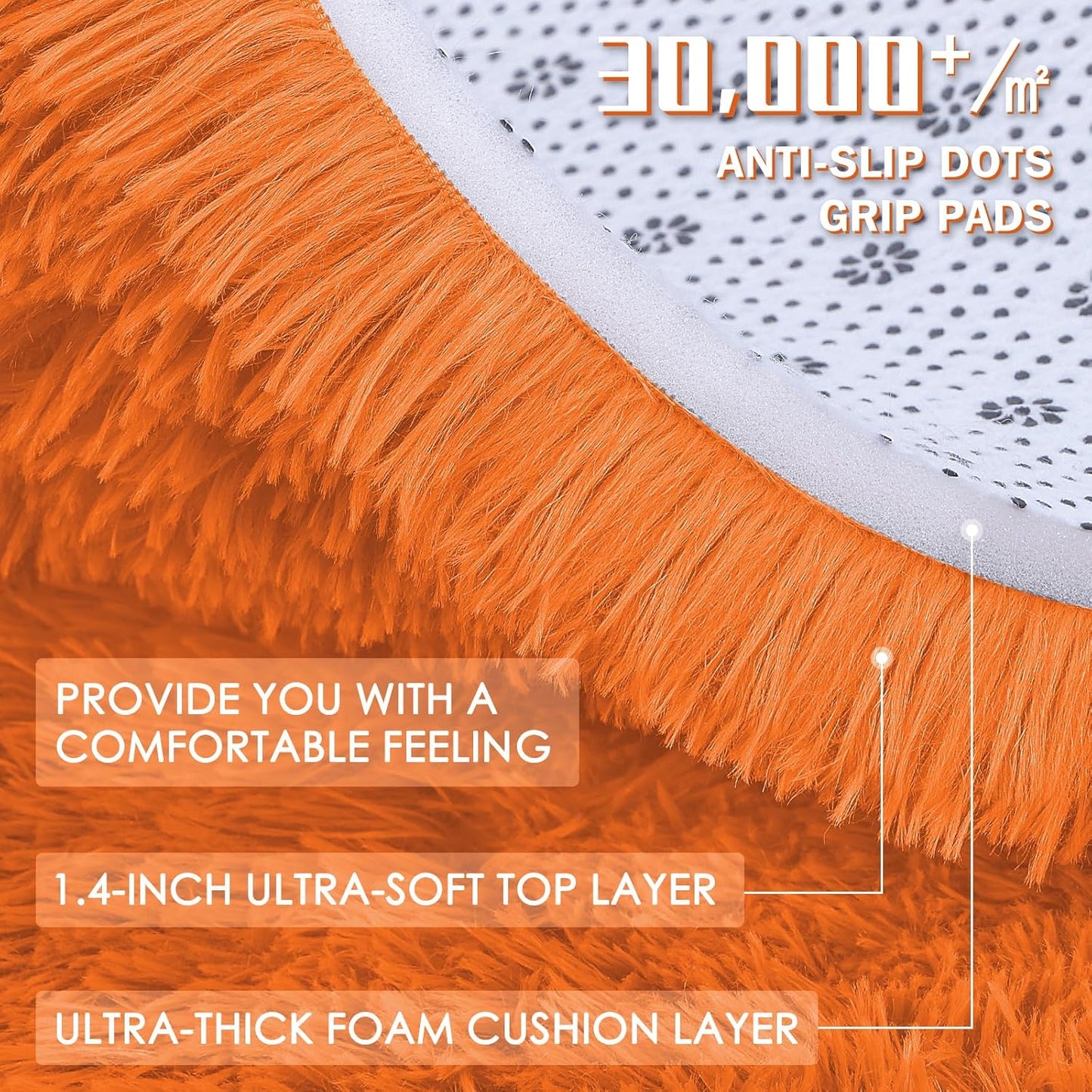 OLANLY Large 5x7 Machine Washable Area Rug - Soft Fluffy Shaggy Carpet for Living Room & Bedroom | Orange