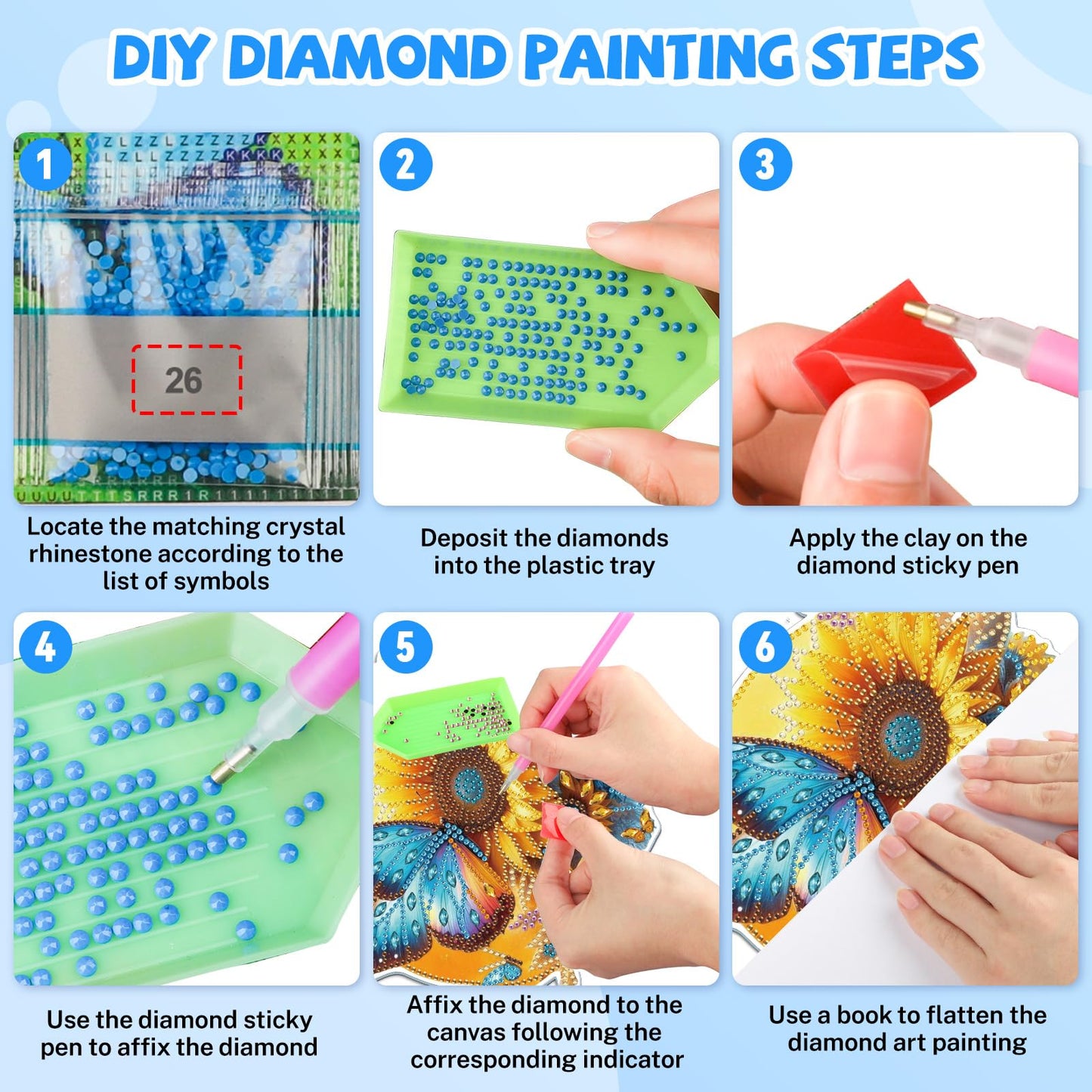 Bowetile Hanging Diamond Art Butterfly Kits for Adults, 5D Special Shape Diamond Painting Sunflower Kits, Diamond Gem Art Suncatchers Painting Pendant Ornament for Home Garden Wall Decor