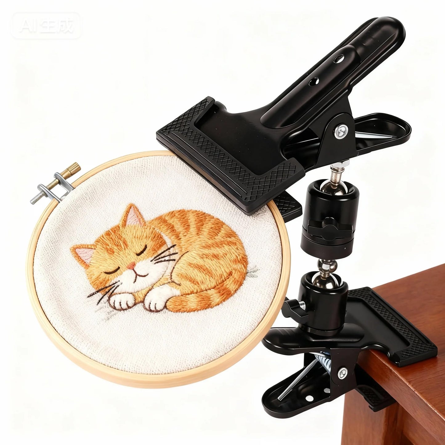 PXIRQ Embroidery Hoop Stand Hands-Free: 360° Rotation Adjustable Table Metal Clamp for Cross Stitch, Needlepoint, Punch Needle & DIY Crafts – Compatible with Most Sizes/ Shapes of Embroidery Hoops