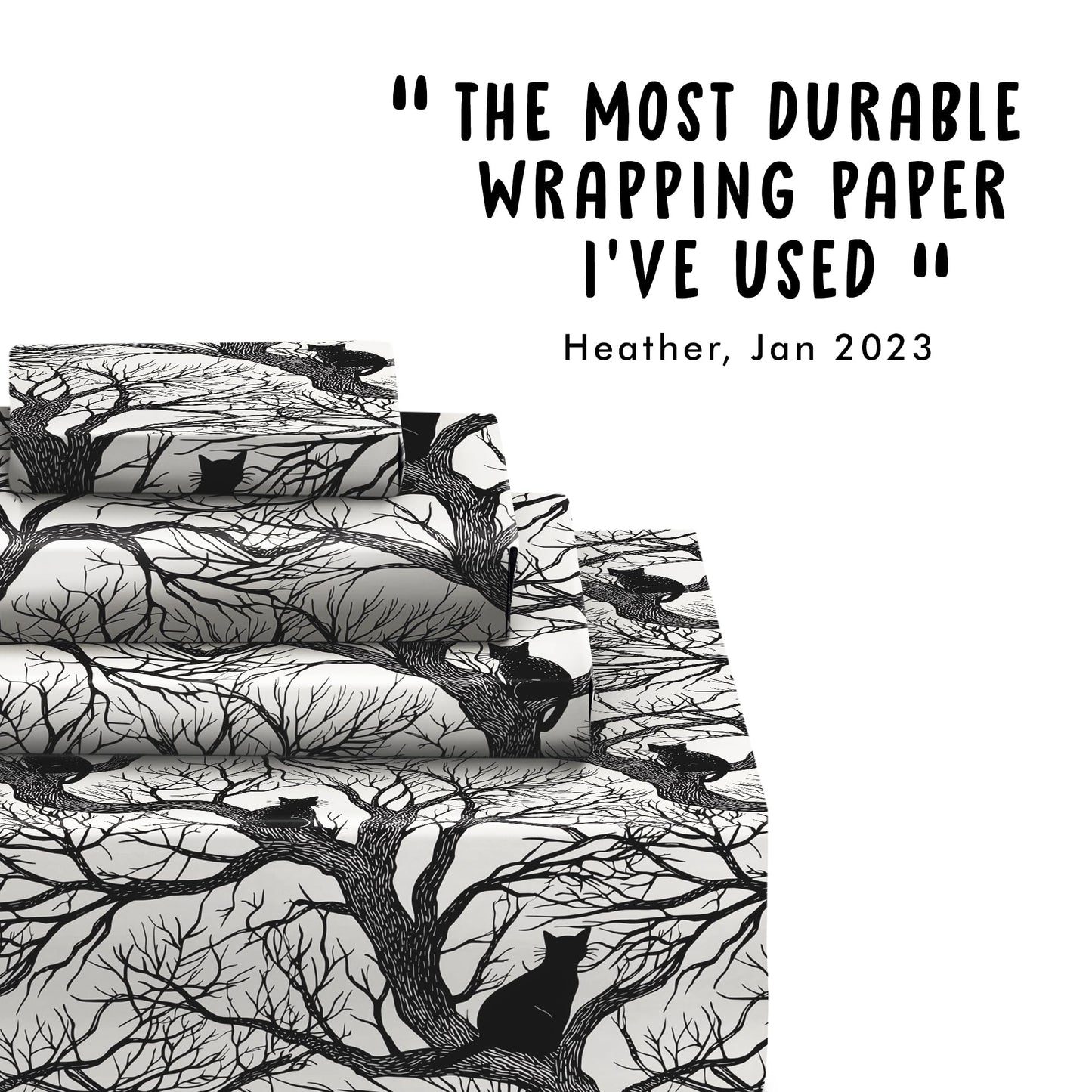 CENTRAL 23 Cat Wrapping Paper - 6 Sheets Of Gift Wrap - Black Cats In Trees - Gothic Spooky Halloween - Fall Wrapping Paper For Men Women - Comes With Stickers - Recyclable