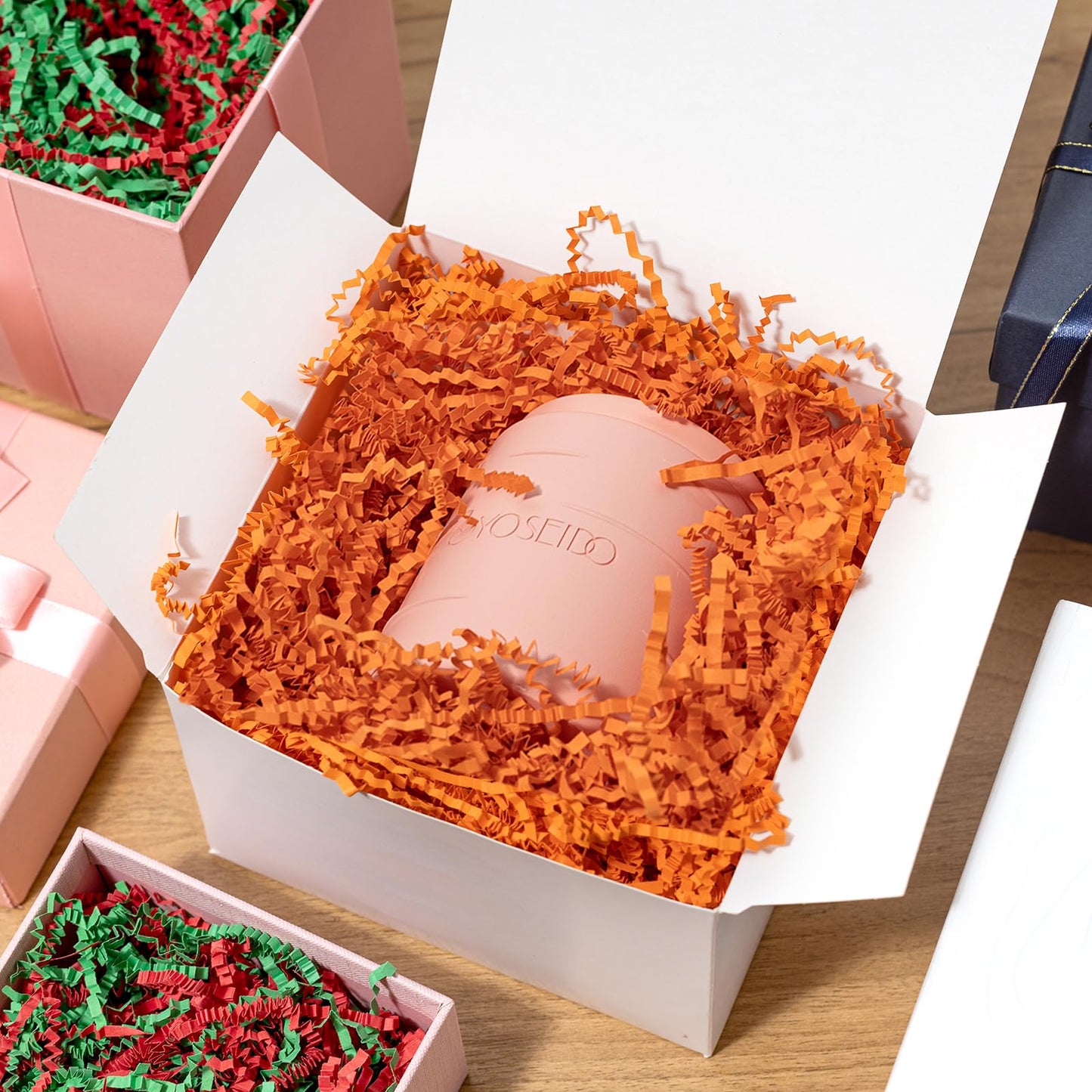 Mefleet 2 LB Crinkle Cut Paper Shred Filler Orange Crinkle Shredded Paper for Gift Box - Gift Basket Bag Filler - Grass Cushion Stuffing for Halloween Fall Christmas Holiday Packaging Wrapping